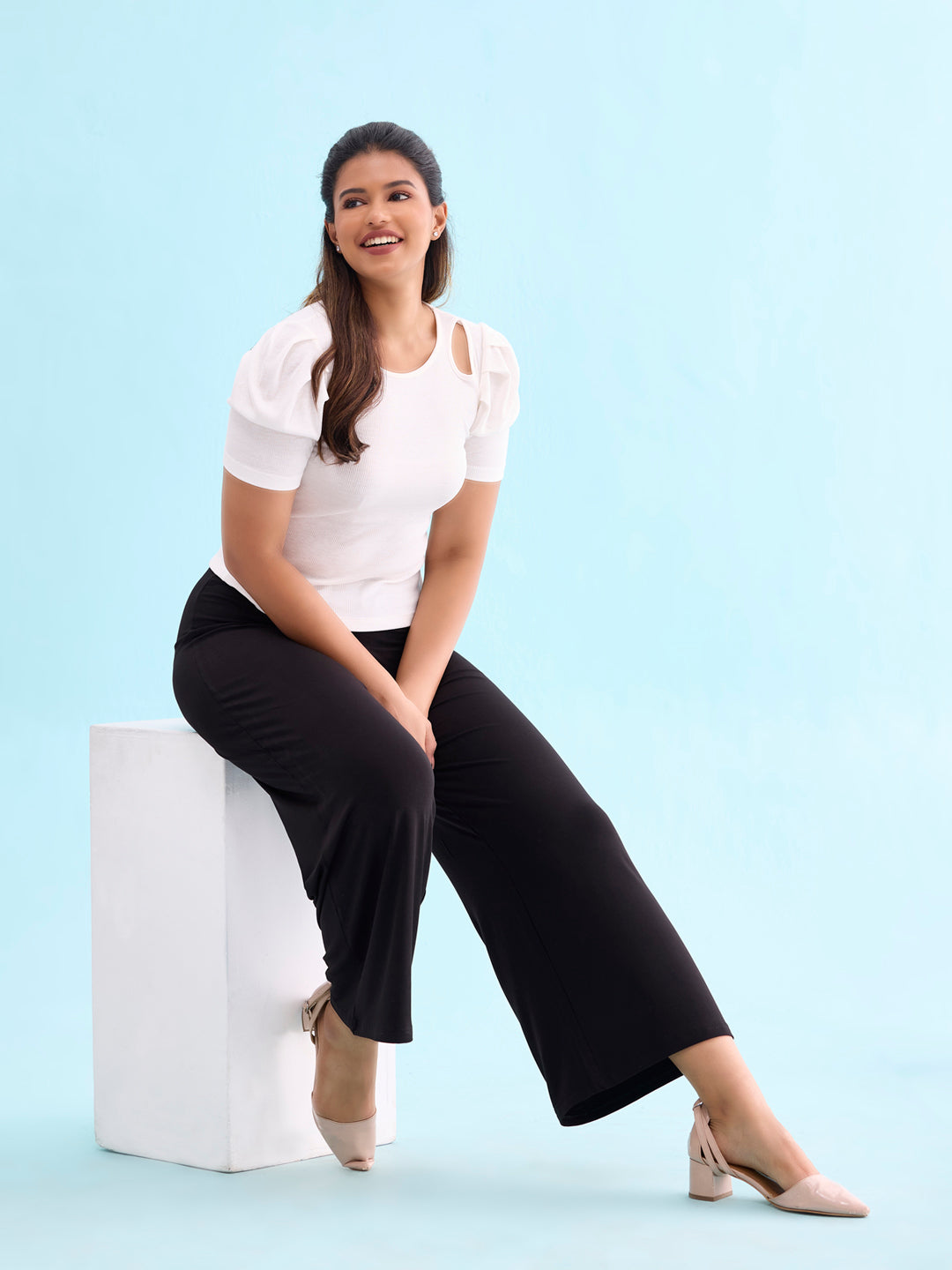 Black Viscose Knit Palazzo