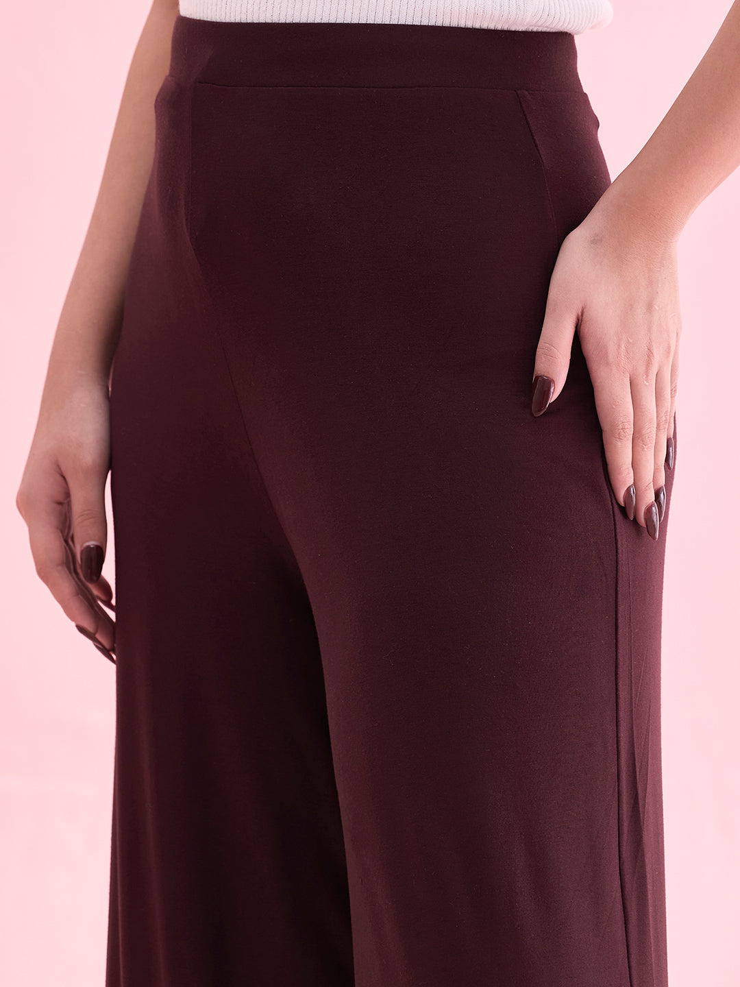 Dark Wine Viscose Knit Palazzo