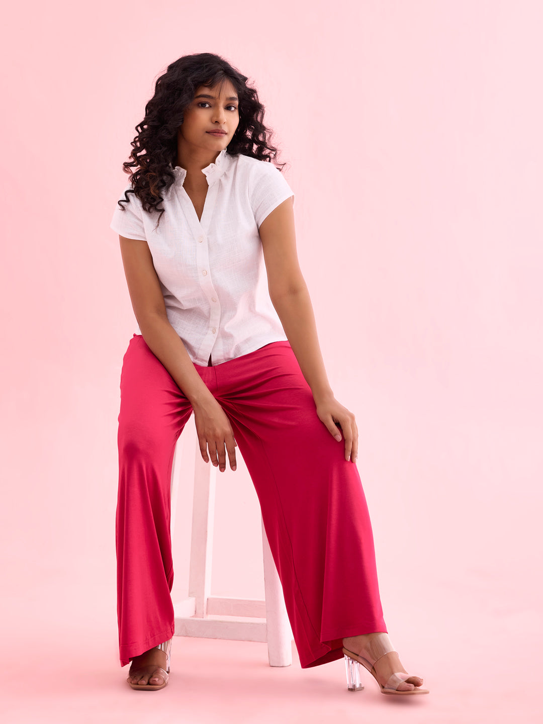 Fuchsia Viscose Knit Palazzo