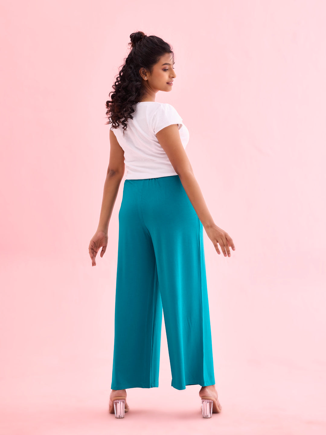 Jade Green Viscose Knit Palazzo