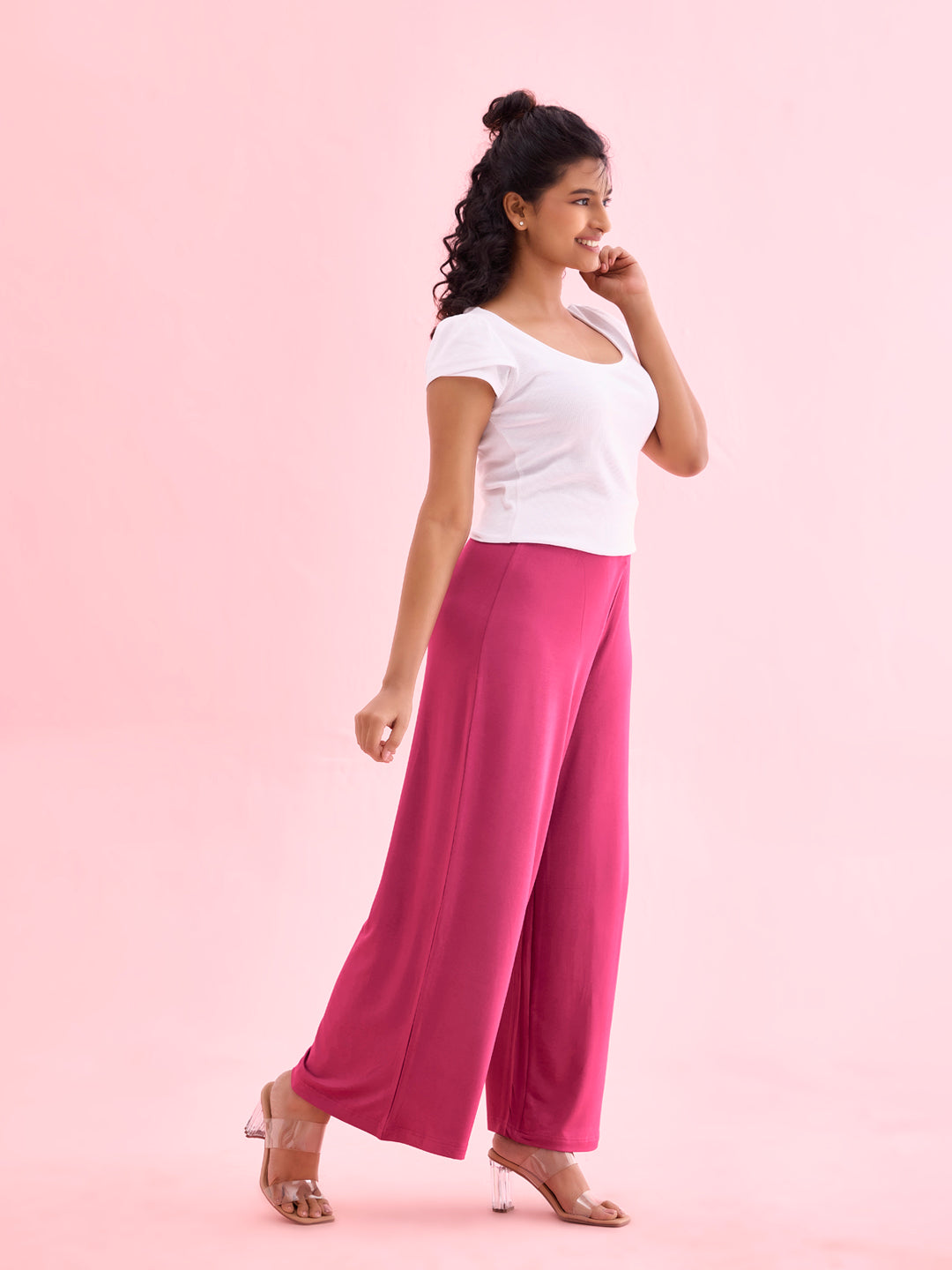 Medium Violet Viscose Knit Palazzo