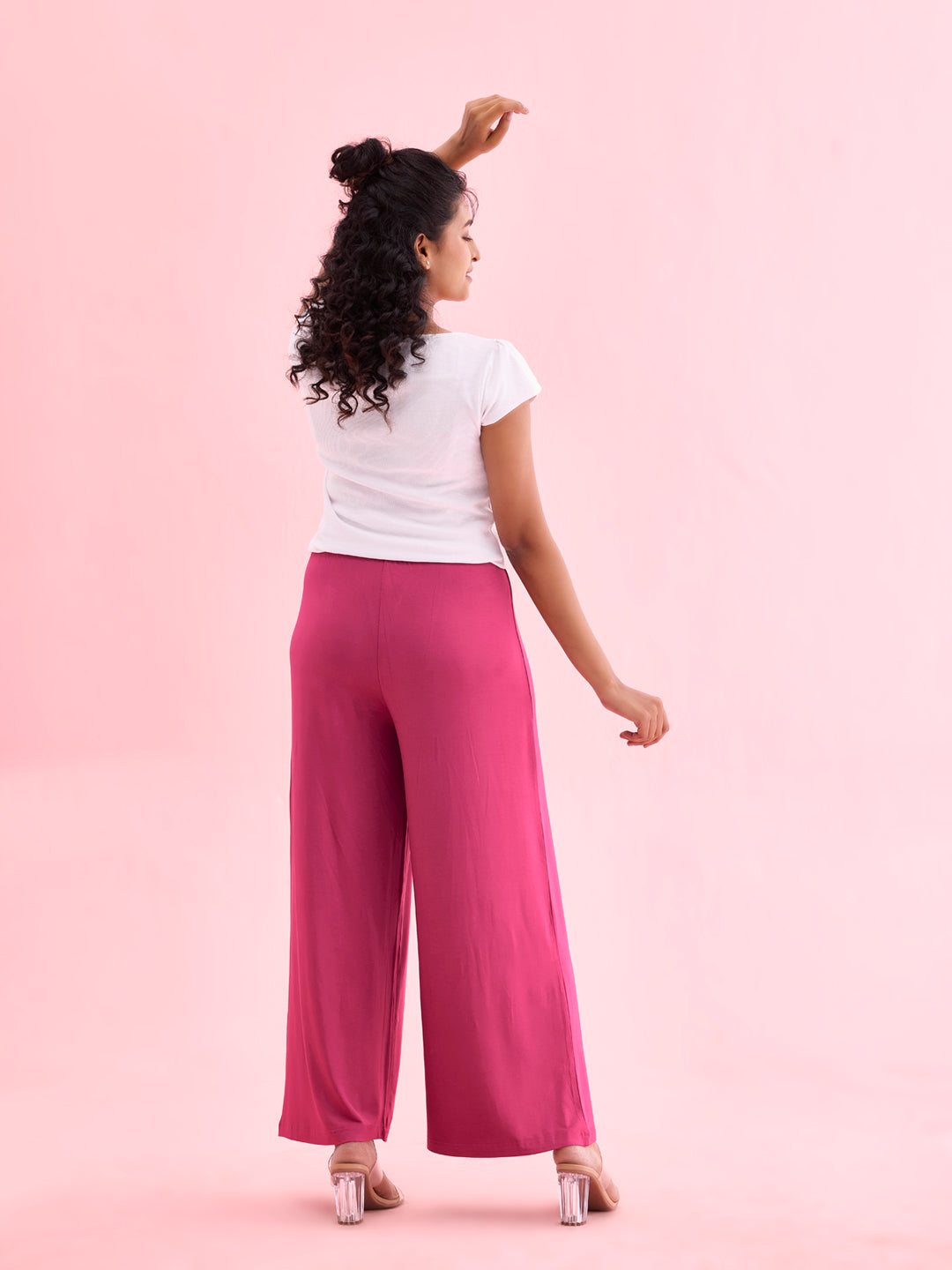 Medium Violet Viscose Knit Palazzo