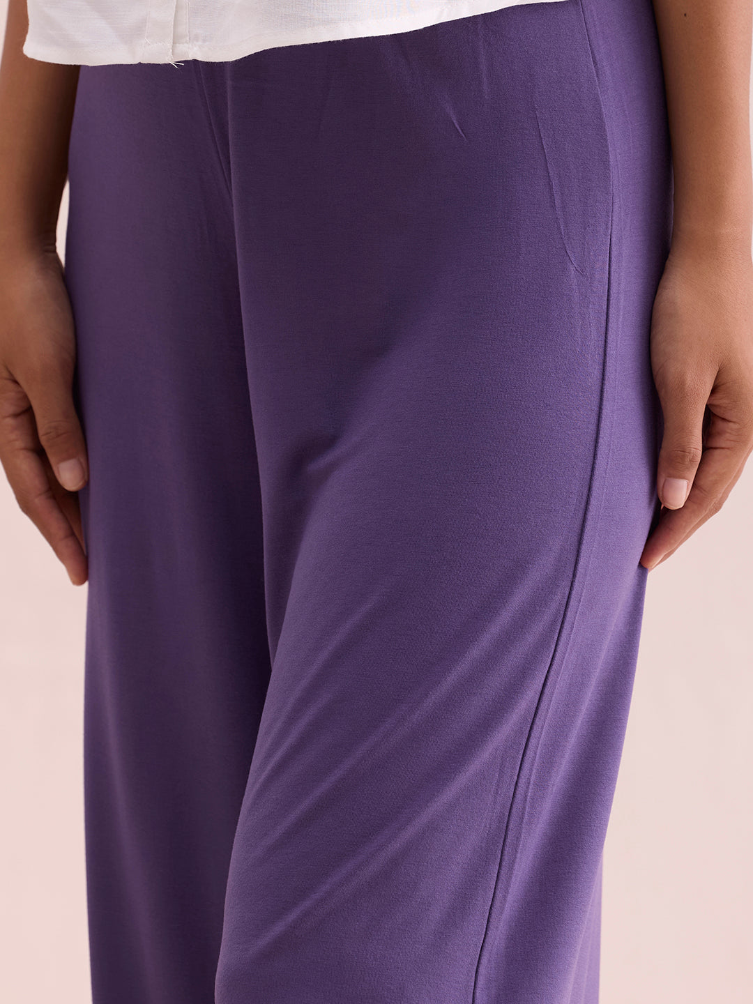 Purple Viscose Knit Palazzo