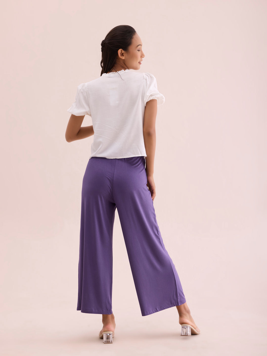 Purple Viscose Knit Palazzo