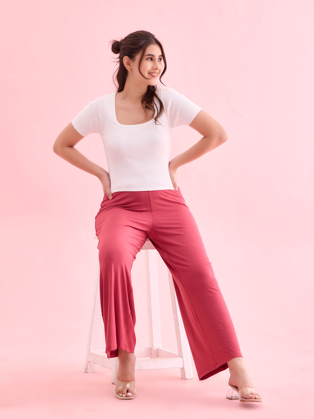 Rusty Pink Viscose Knit Palazzo