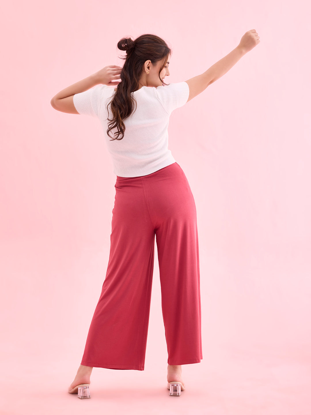 Rusty Pink Viscose Knit Palazzo