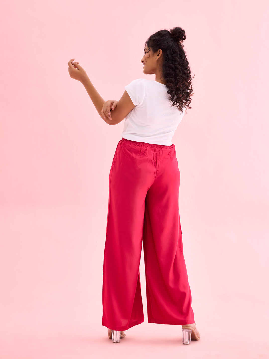 Fuchsia Woven Viscose Basic Palazzo