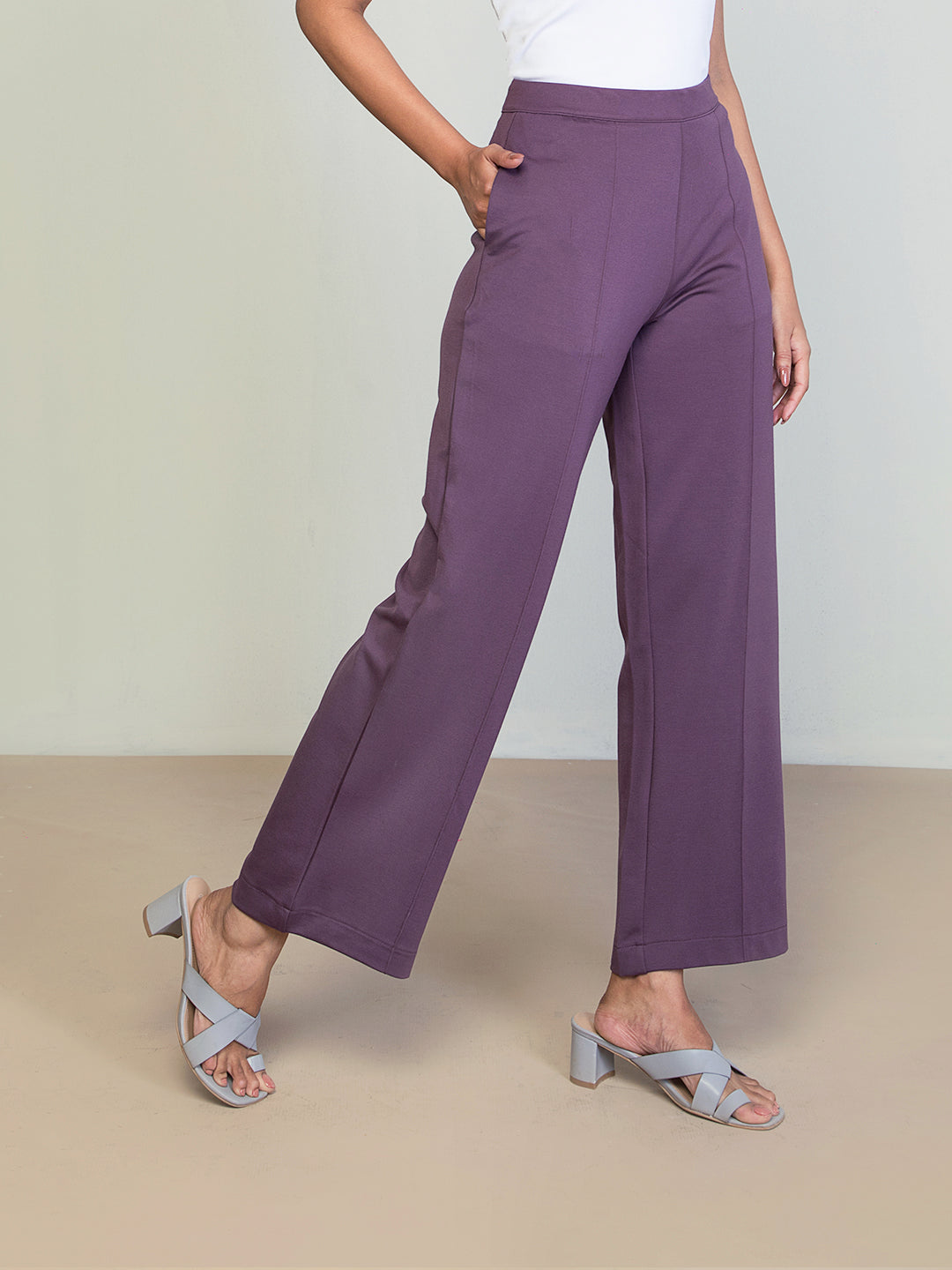 Purple Roma Ponte Wide Pants