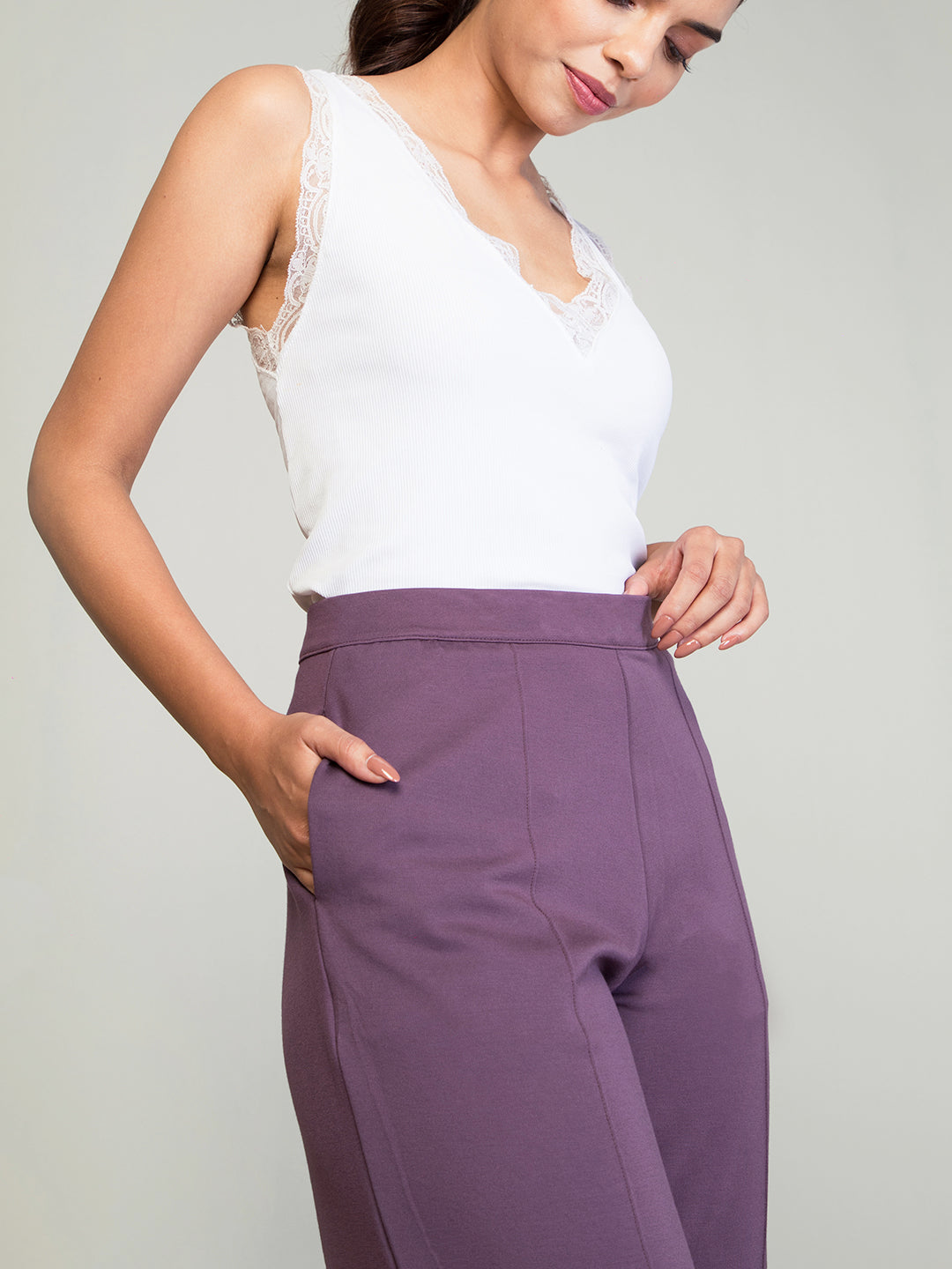 Purple Roma Ponte Wide Pants