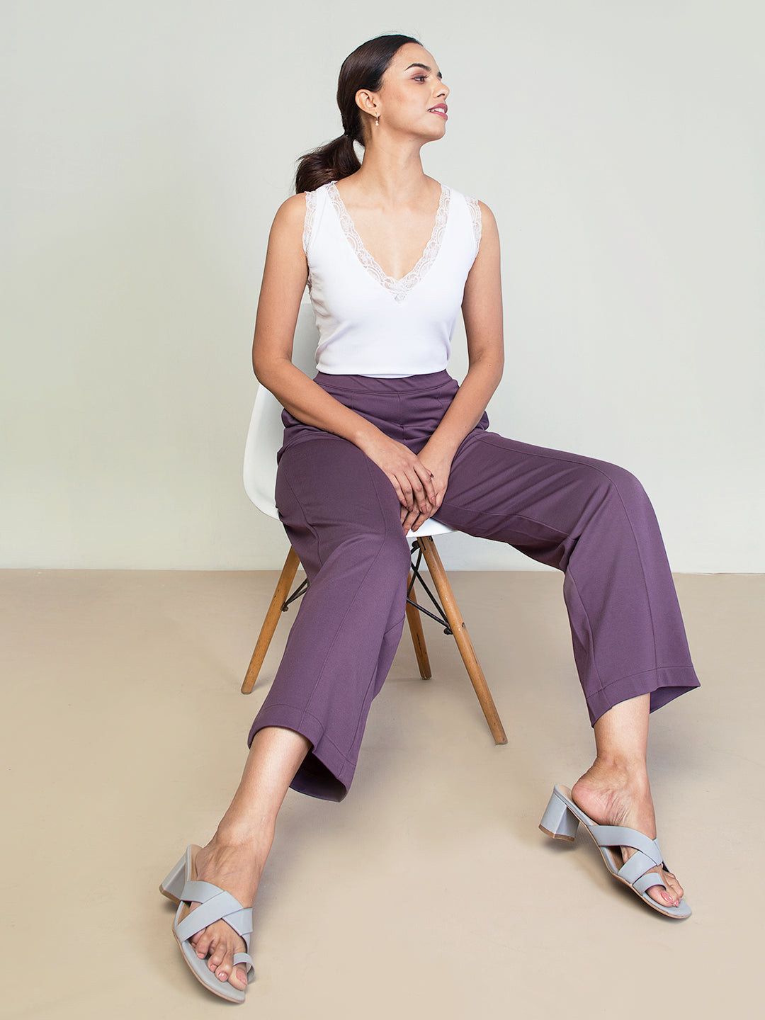 Purple Roma Ponte Wide Pants