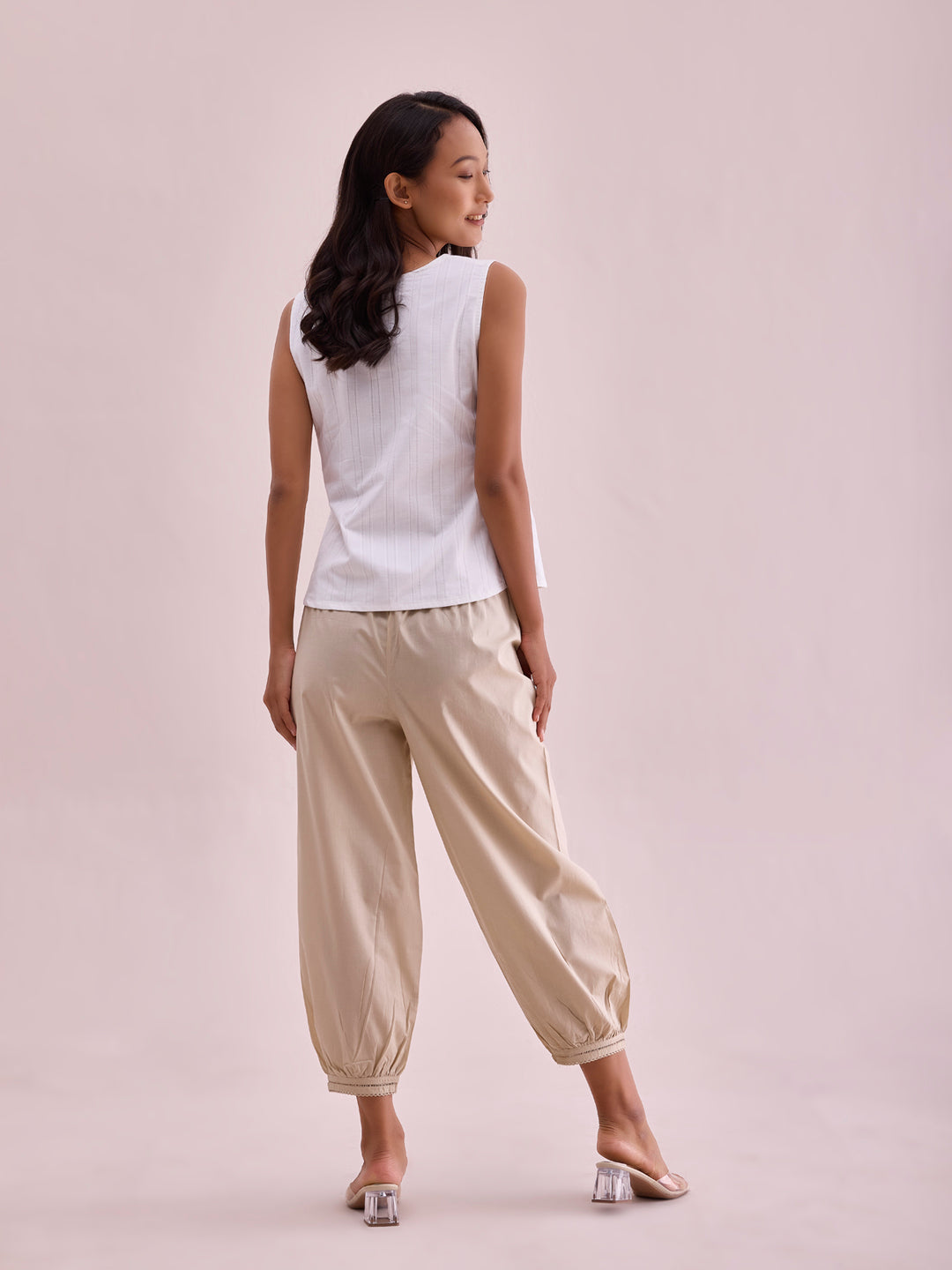 Light Beige Cotton Cambric Lace Salwar