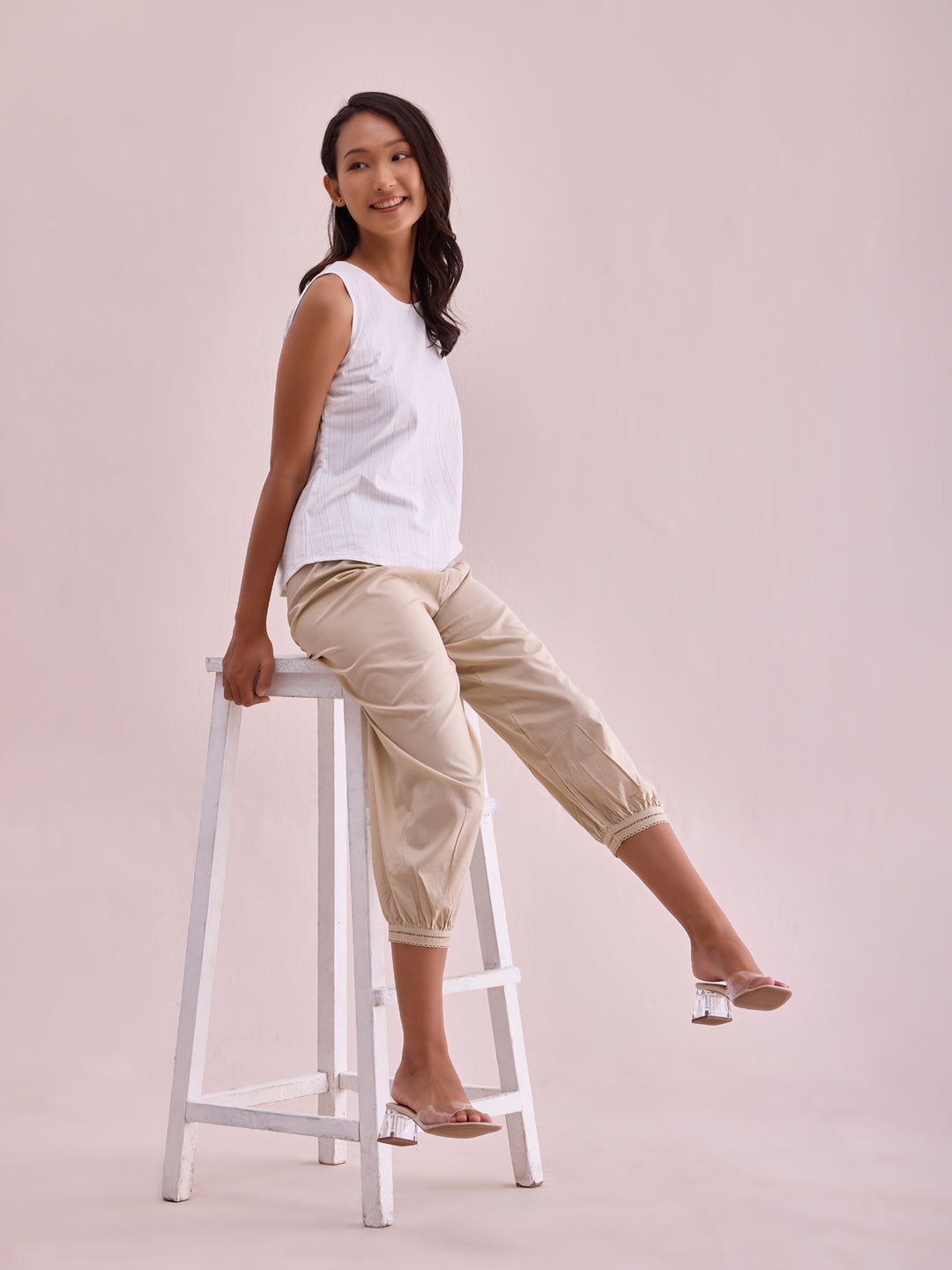 Light Beige Cotton Cambric Lace Salwar