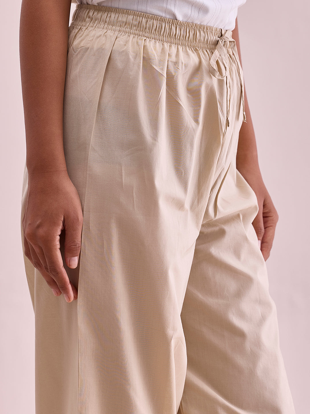 Light Beige Cotton Cambric Lace Salwar