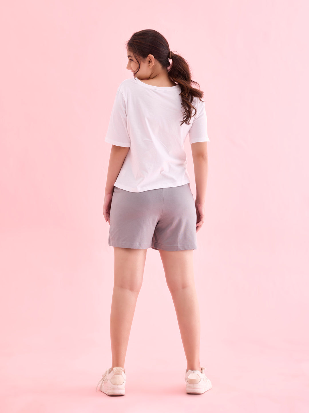 Ebony Grey Cotton Stretch Casual Shorts