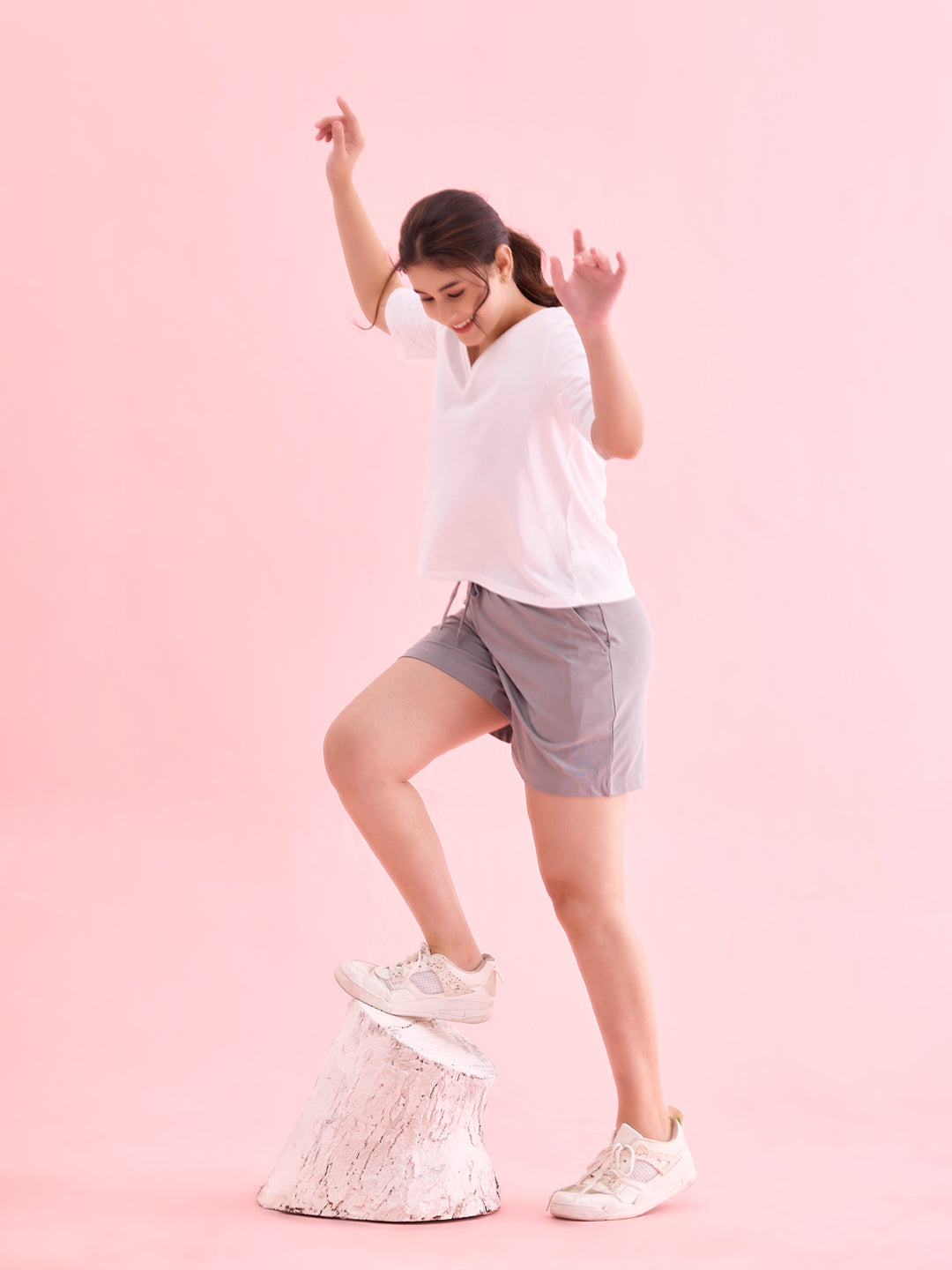 Ebony Grey Cotton Stretch Casual Shorts