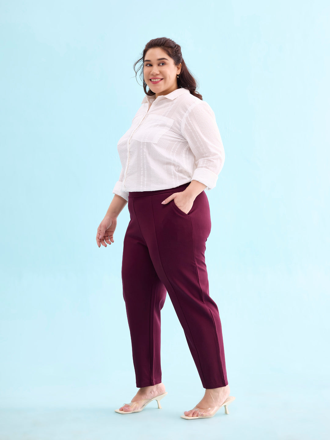 Bright Maroon Roma Ponte Pants