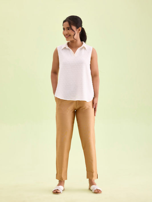 Antique Gold Poly Modal Metallic Pants