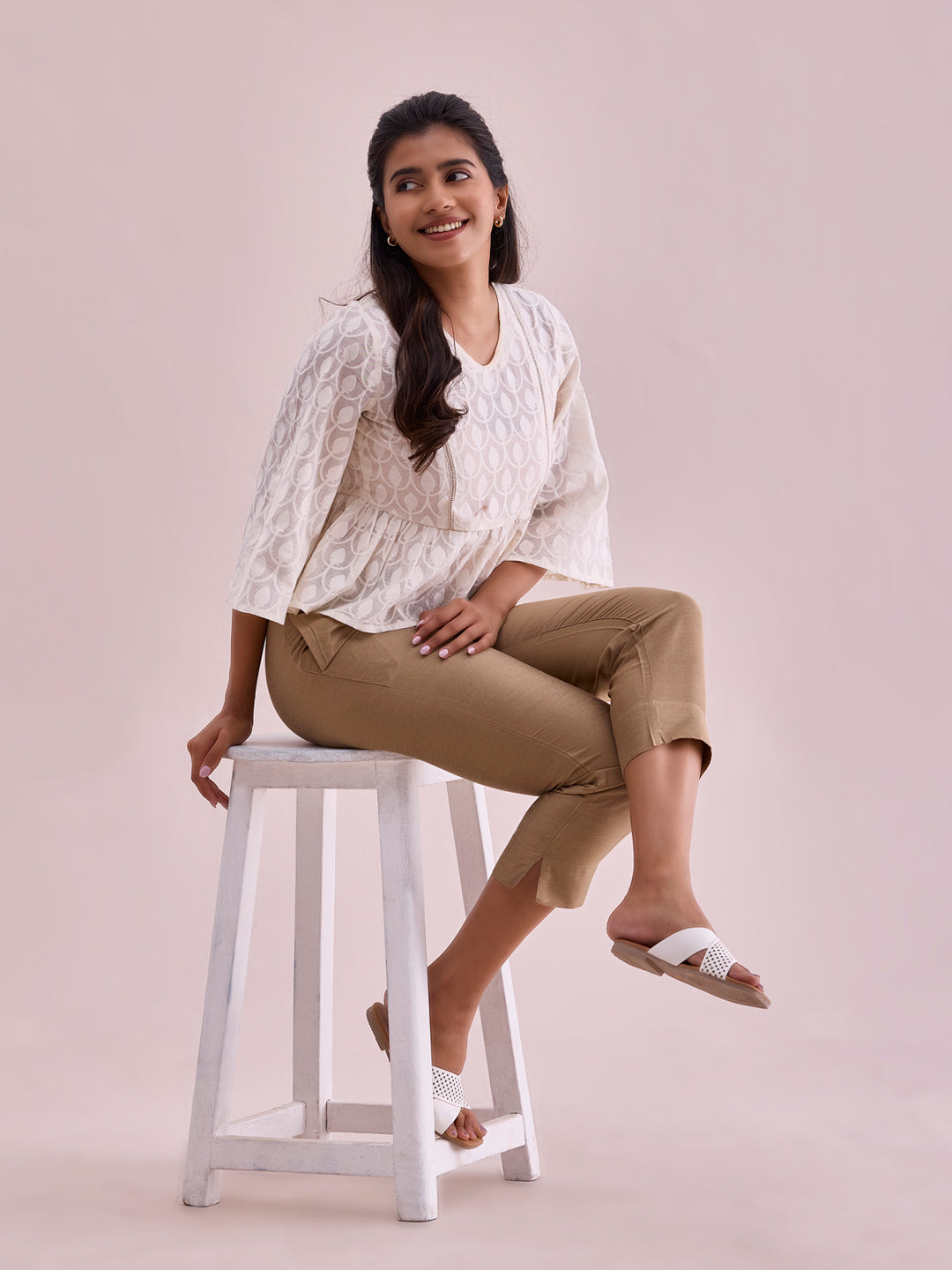 Gold Poly Modal Cropped Metallic Pants