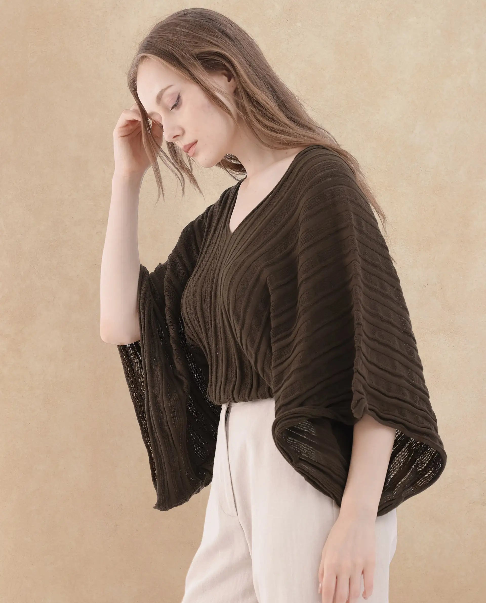 Rareism Womens Marida Brown Top U-Neck Solid