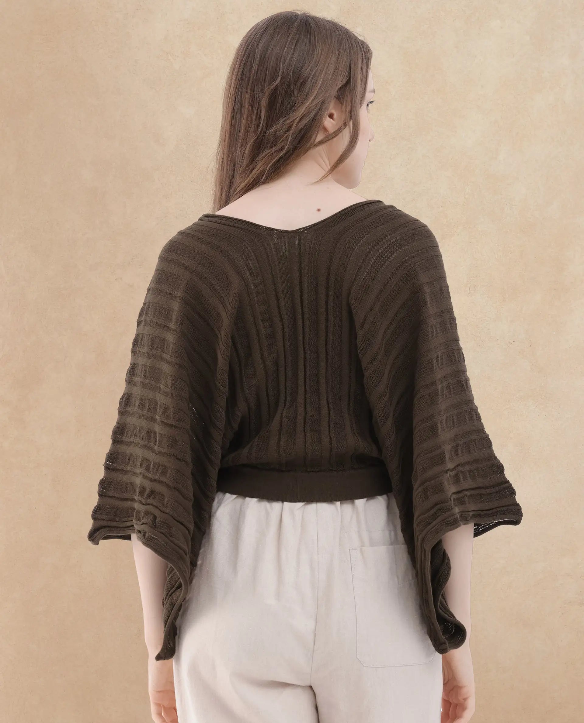 Rareism Womens Marida Brown Top U-Neck Solid