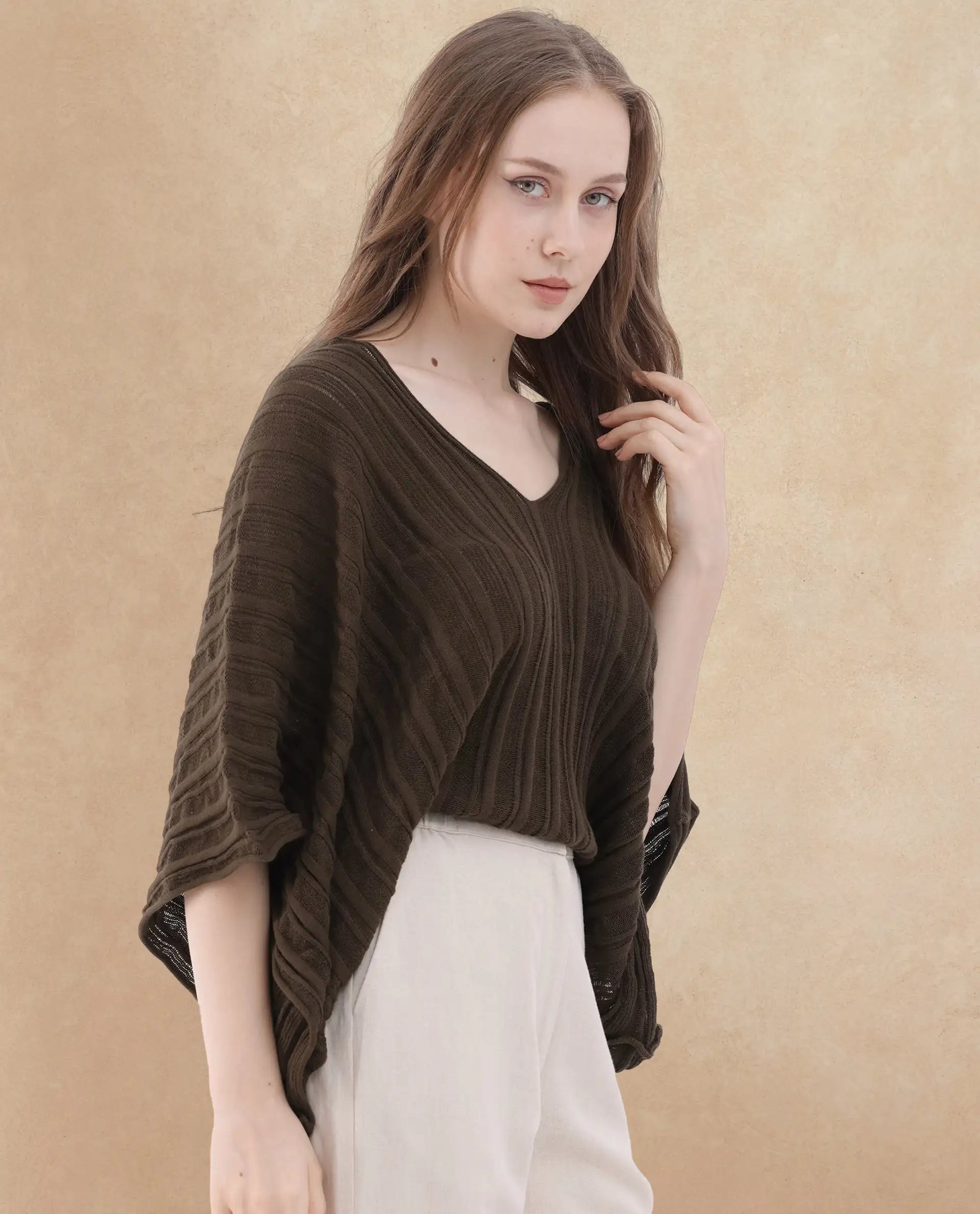 Rareism Womens Marida Brown Top U-Neck Solid