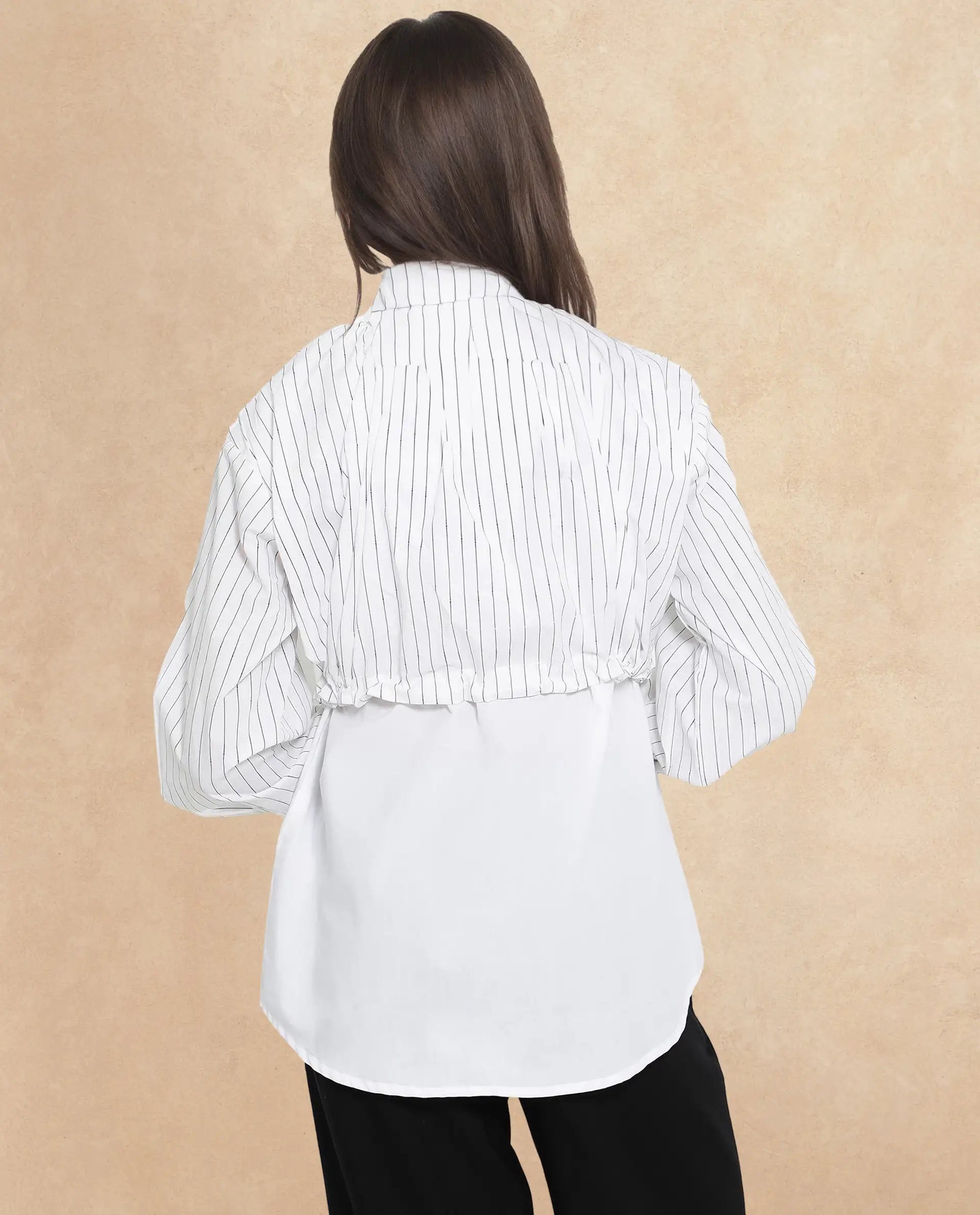 Rareism Women Mashed White Cuffed Sleeve Regular Collar Relaxed Fit Plain Top