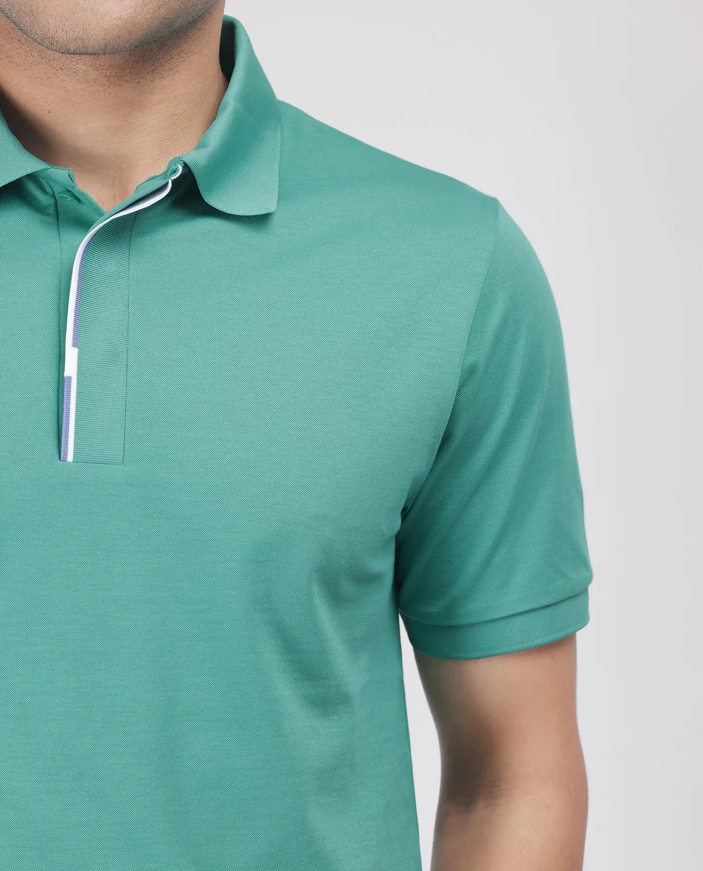 Rare Rabbit Men's Mor Light Green Cotton Blend Fabric Half Sleeve Spread Collar Regular Fit Plain Polo
