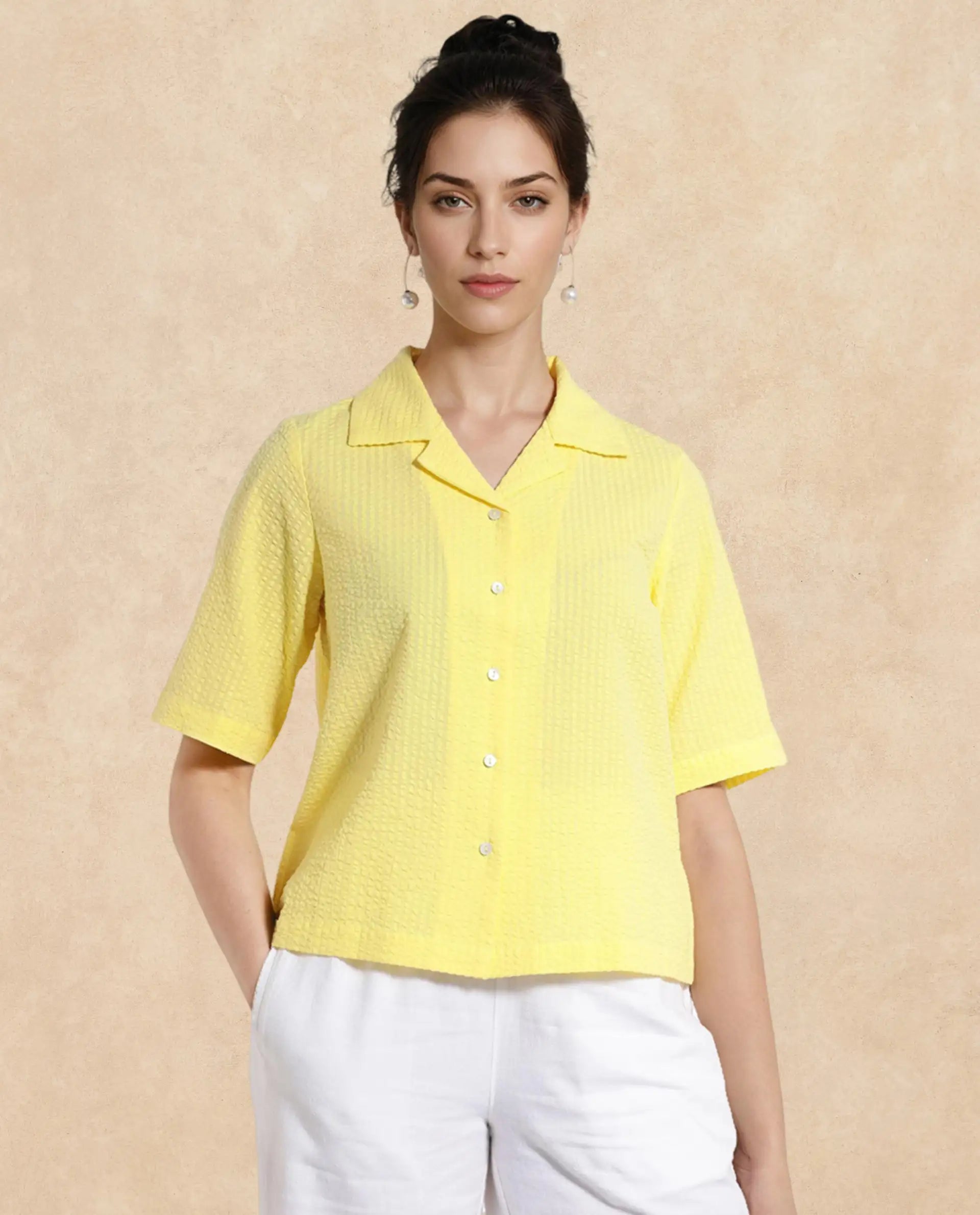 Rareism Women Nomiki Yellow Plain Top