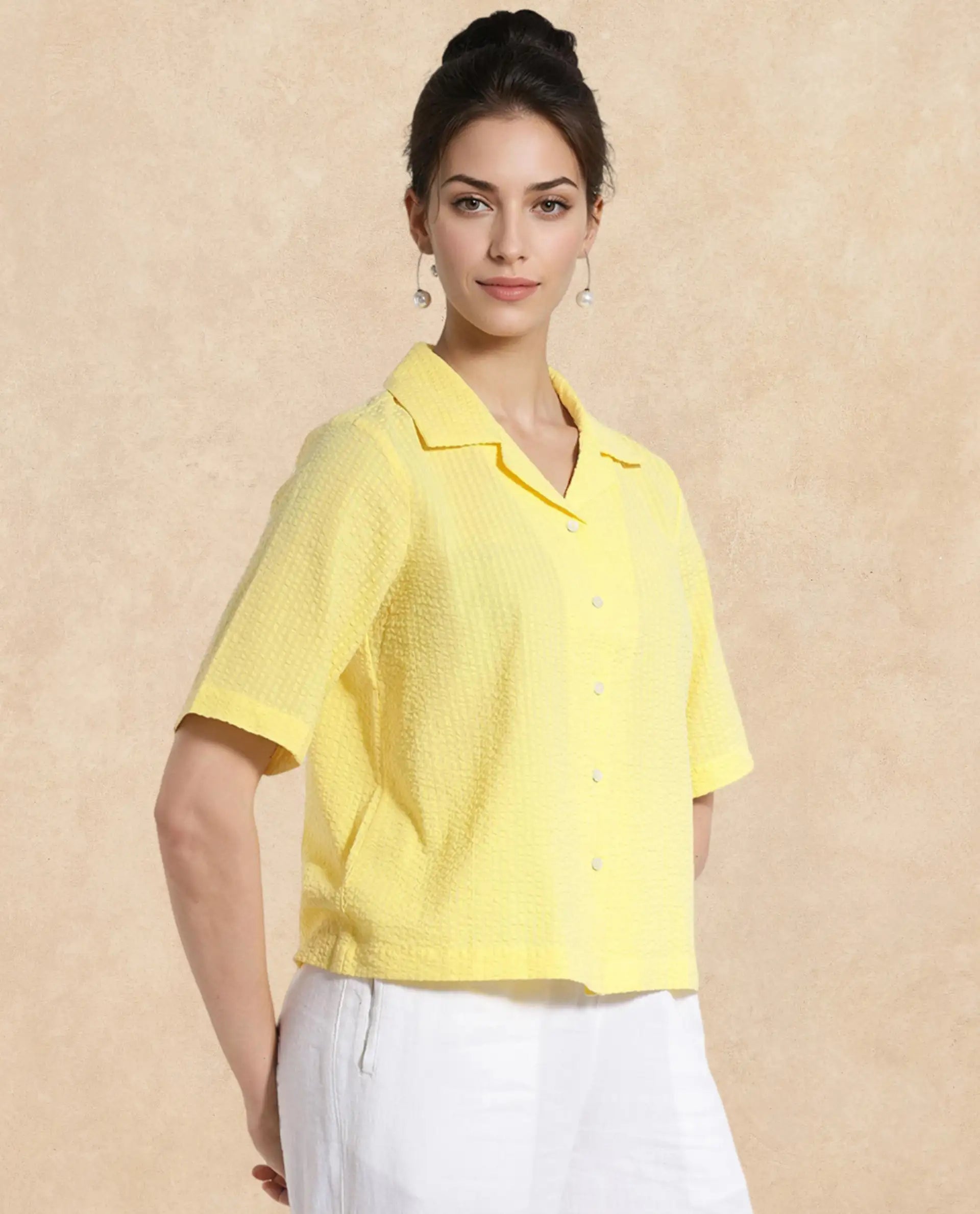 Rareism Women Nomiki Yellow Plain Top