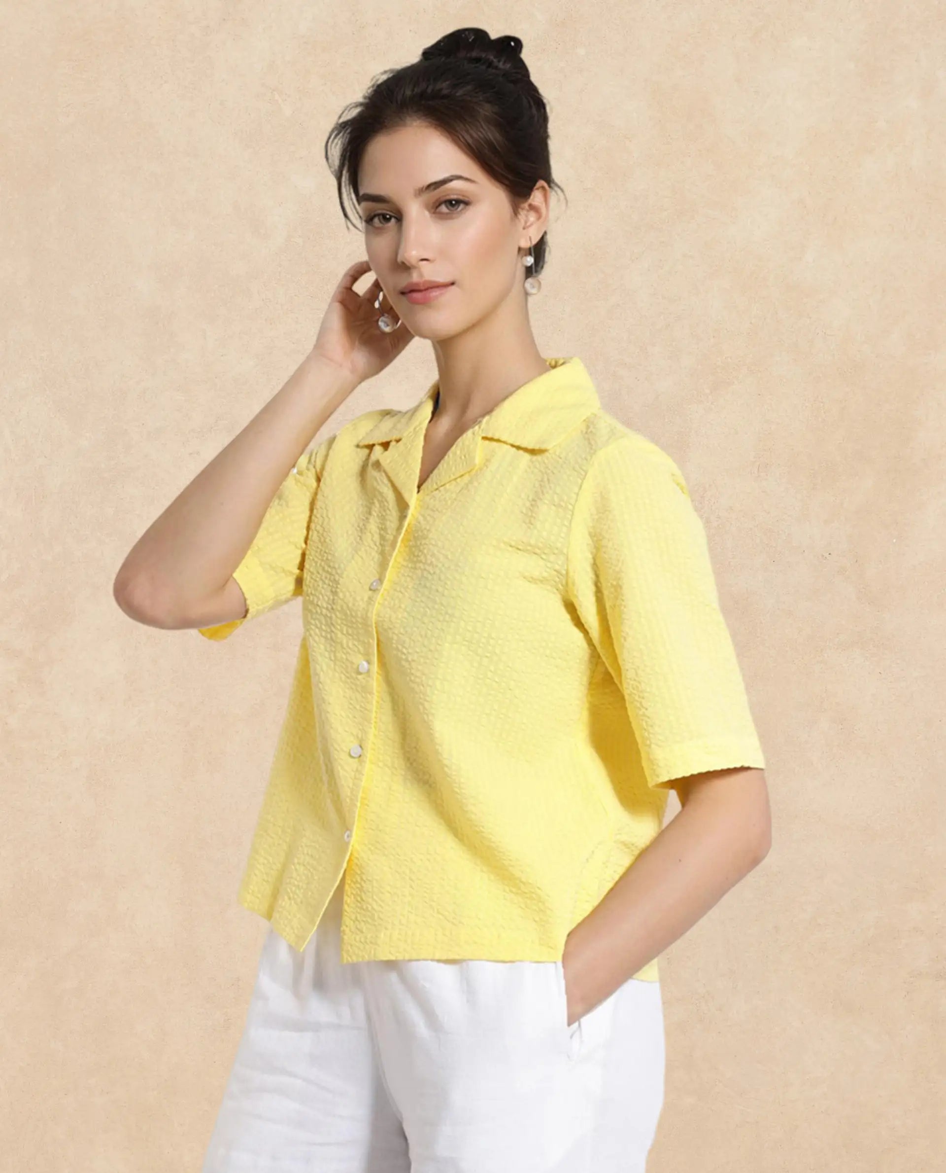Rareism Women Nomiki Yellow Plain Top