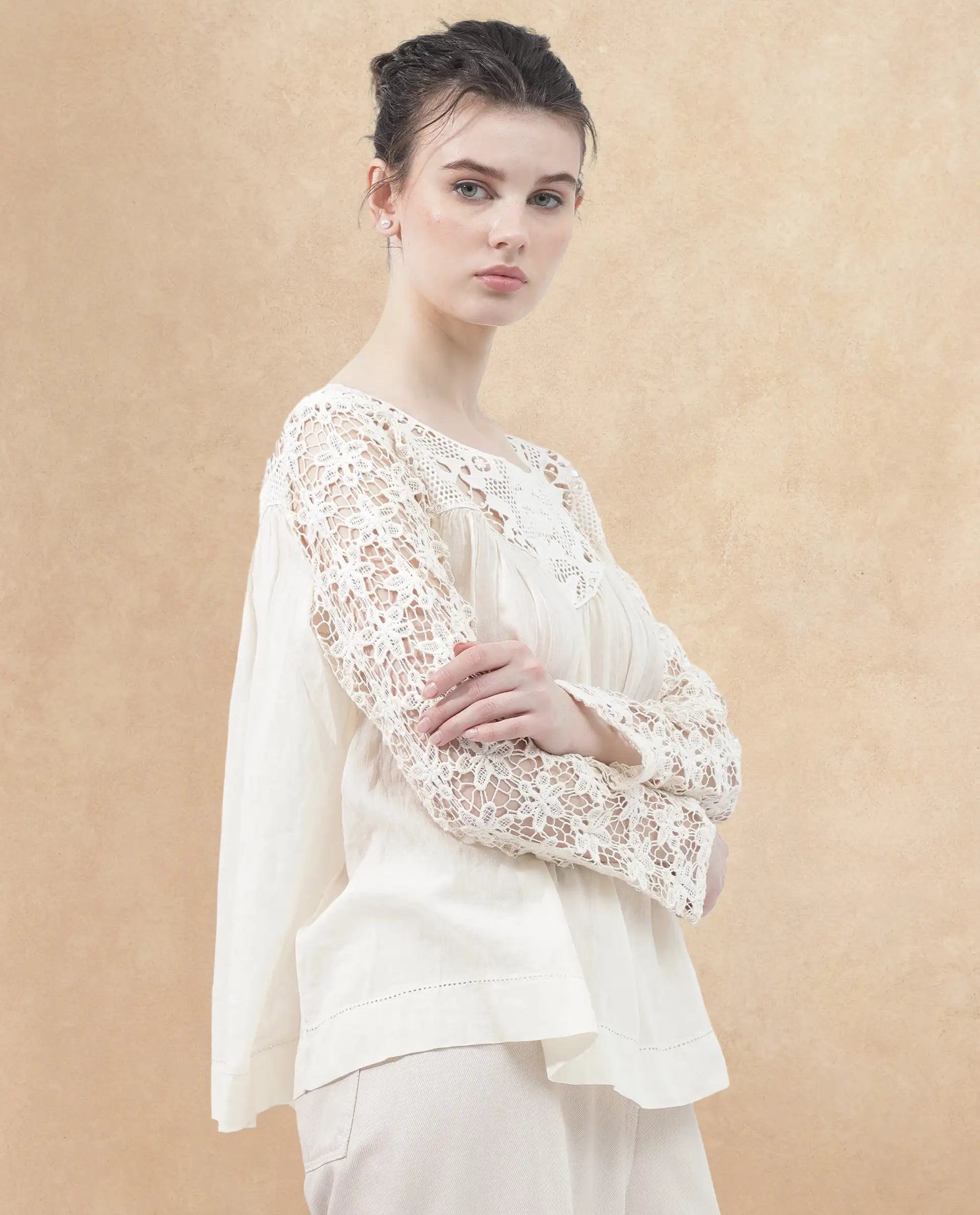 Rareism Womens Nora Light White Top Dyed