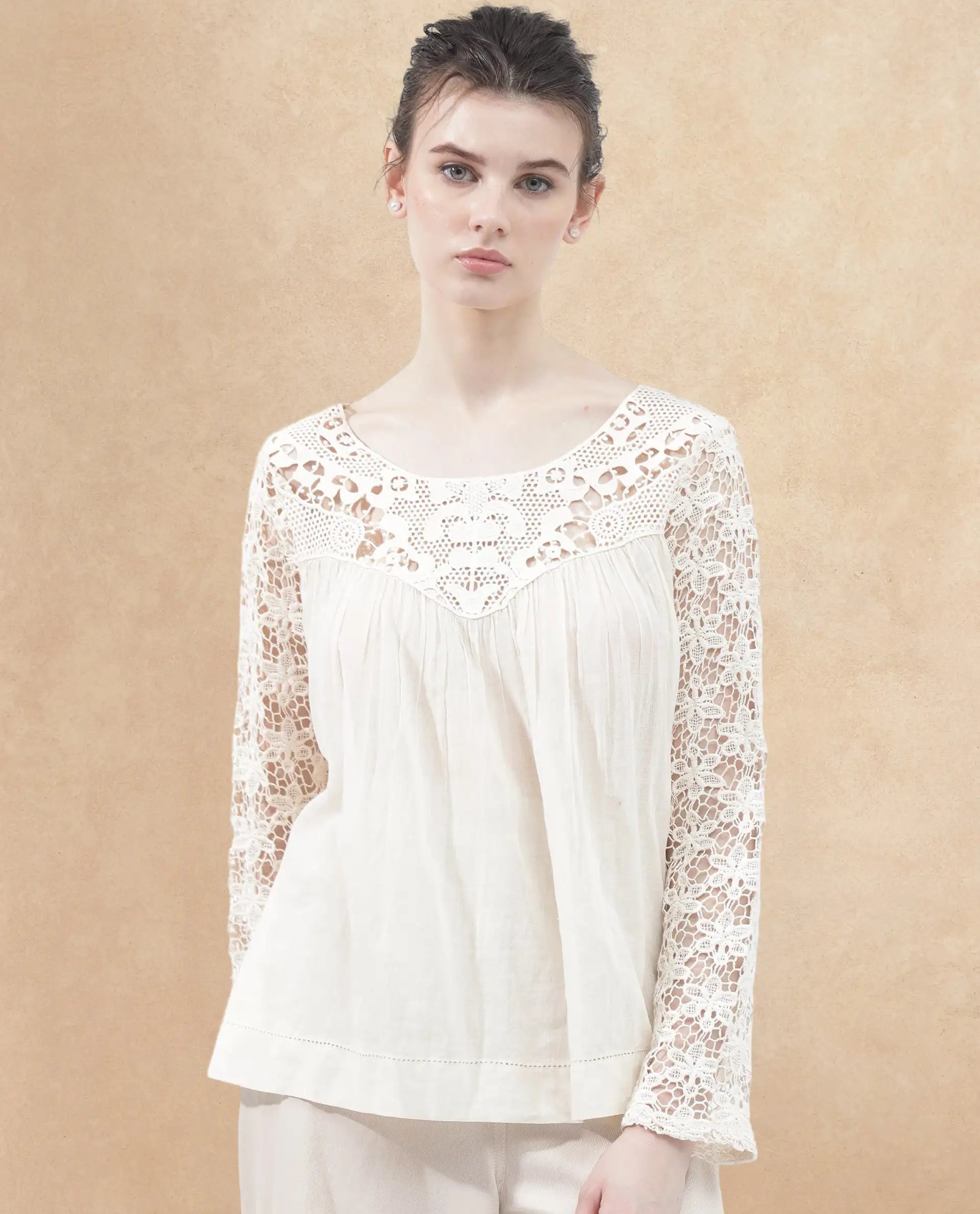 Rareism Womens Nora Light White Top Dyed