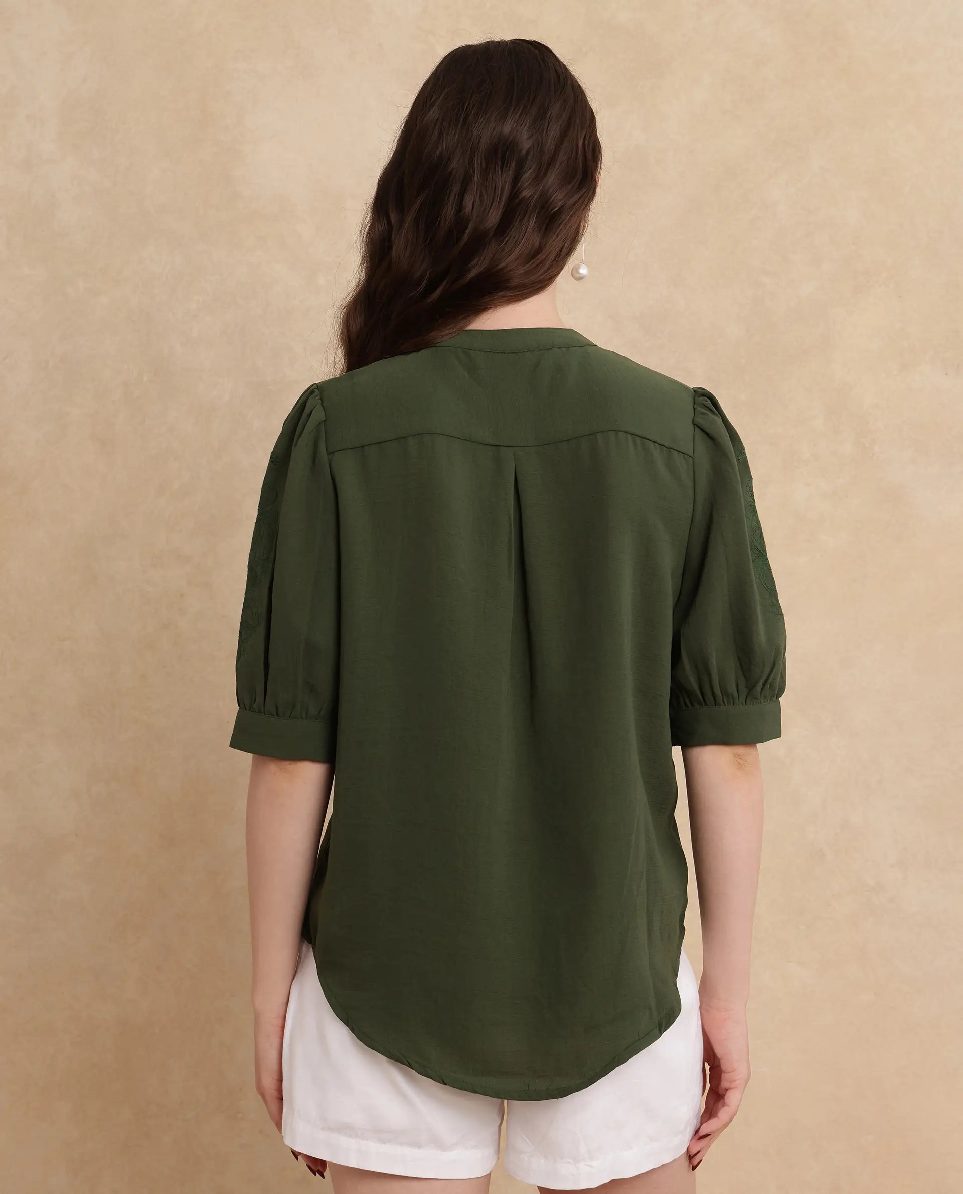 Rareism Women Oniit Olive Plain Top