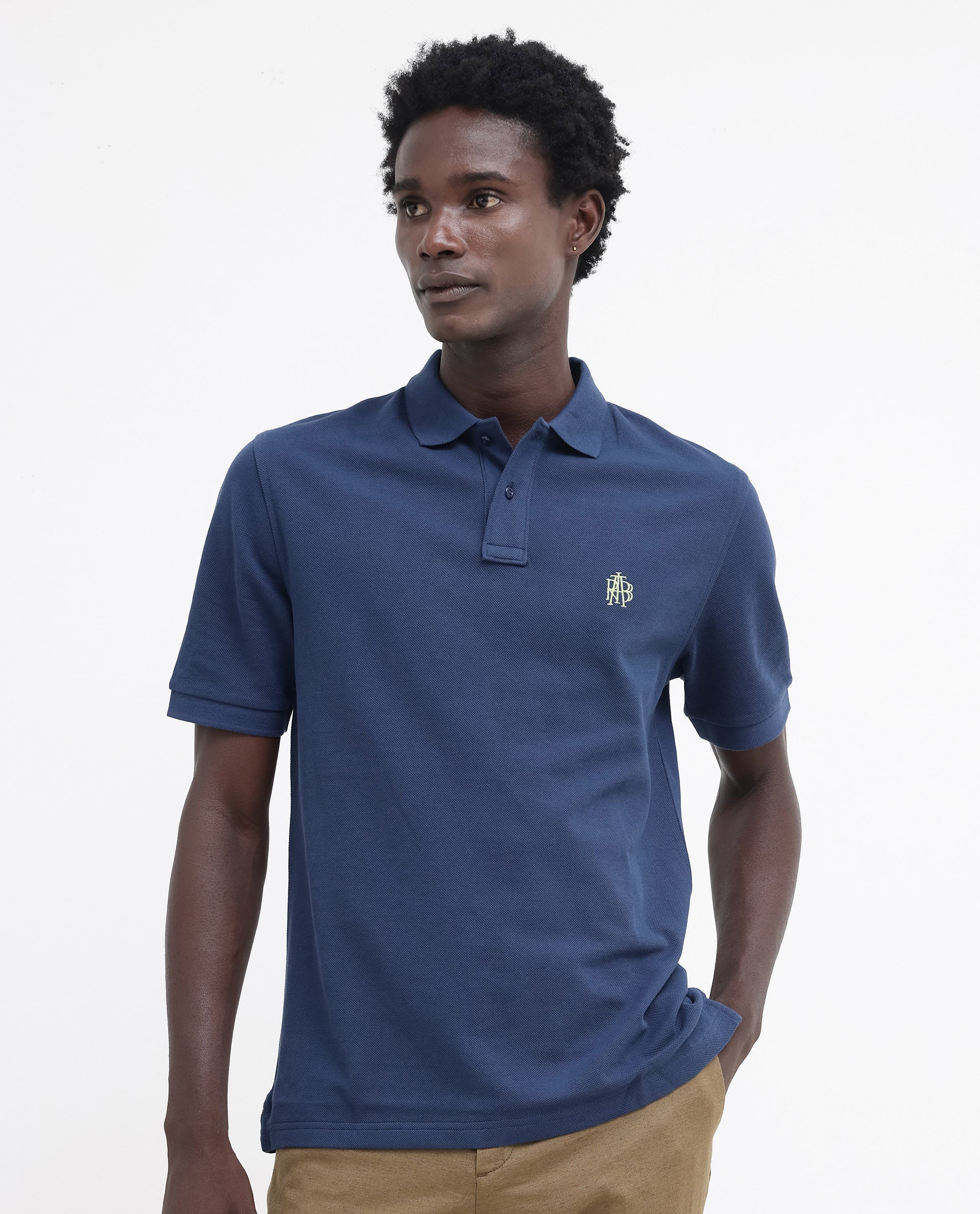 Rare Rabbit Mens Pare Blue Short Sleeve Regular Fit Solid Polo T-Shirt