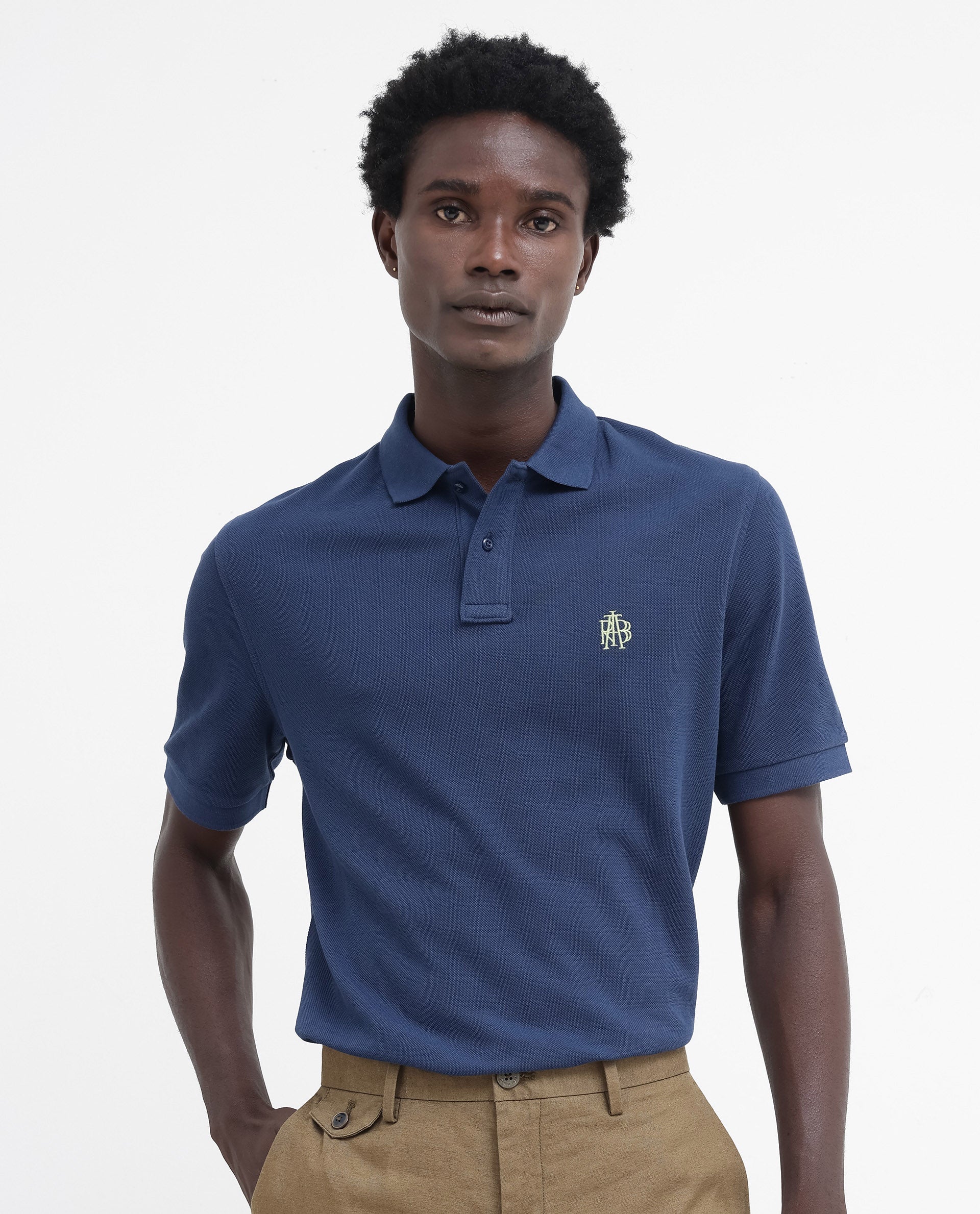 Rare Rabbit Mens Pare Blue Short Sleeve Regular Fit Solid Polo T-Shirt