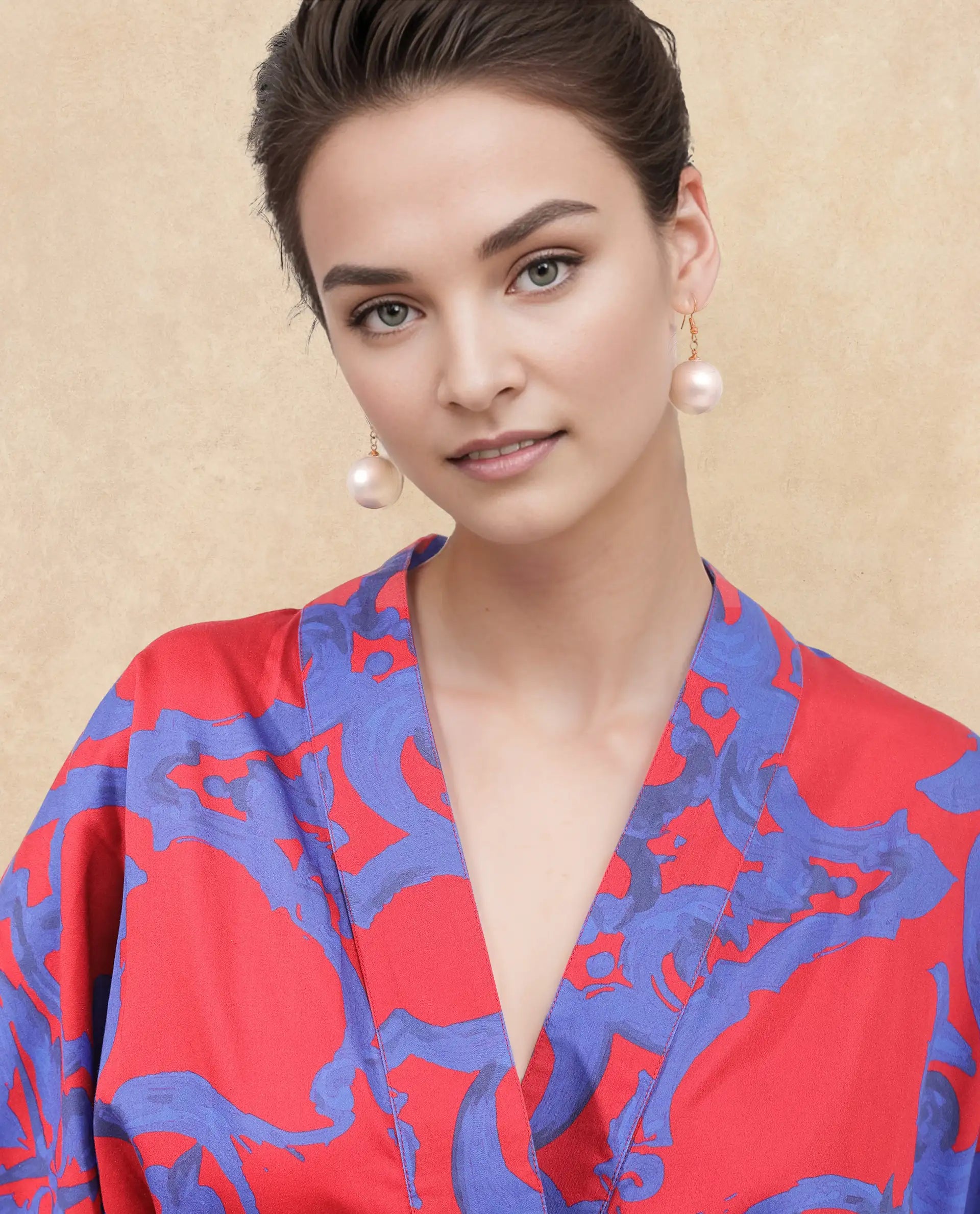 Rareism Women Pavell Red Cotton Fabric Full Sleeve Collared Neck Floral Print Regular Length Top