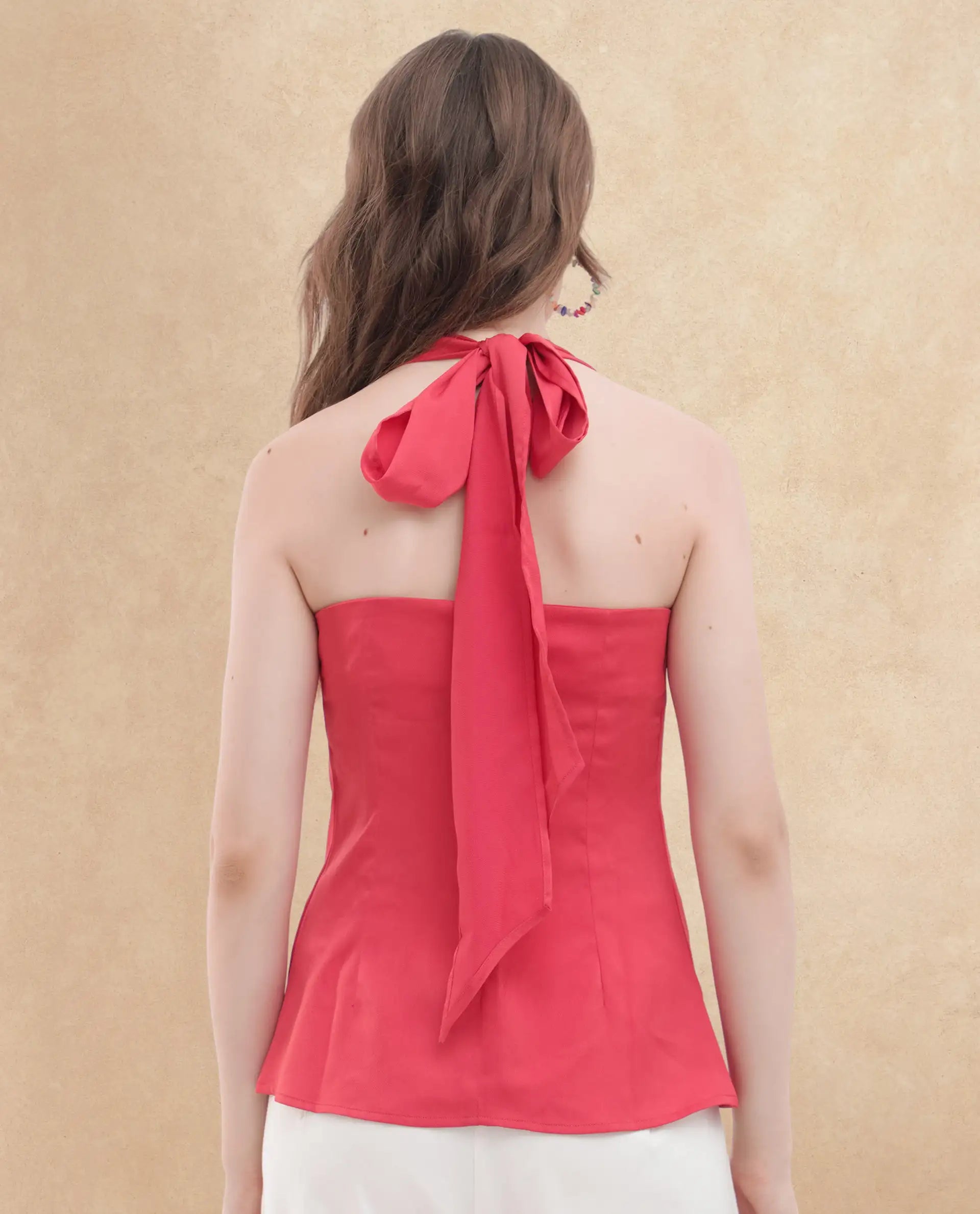 Rareism Womens Paxton Pastel Orange Top Sleeveless Solid