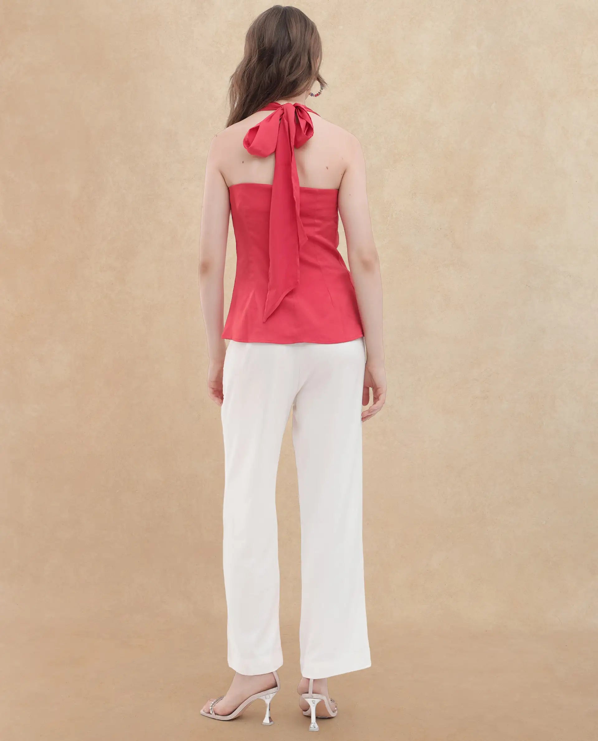 Rareism Womens Paxton Pastel Orange Top Sleeveless Solid