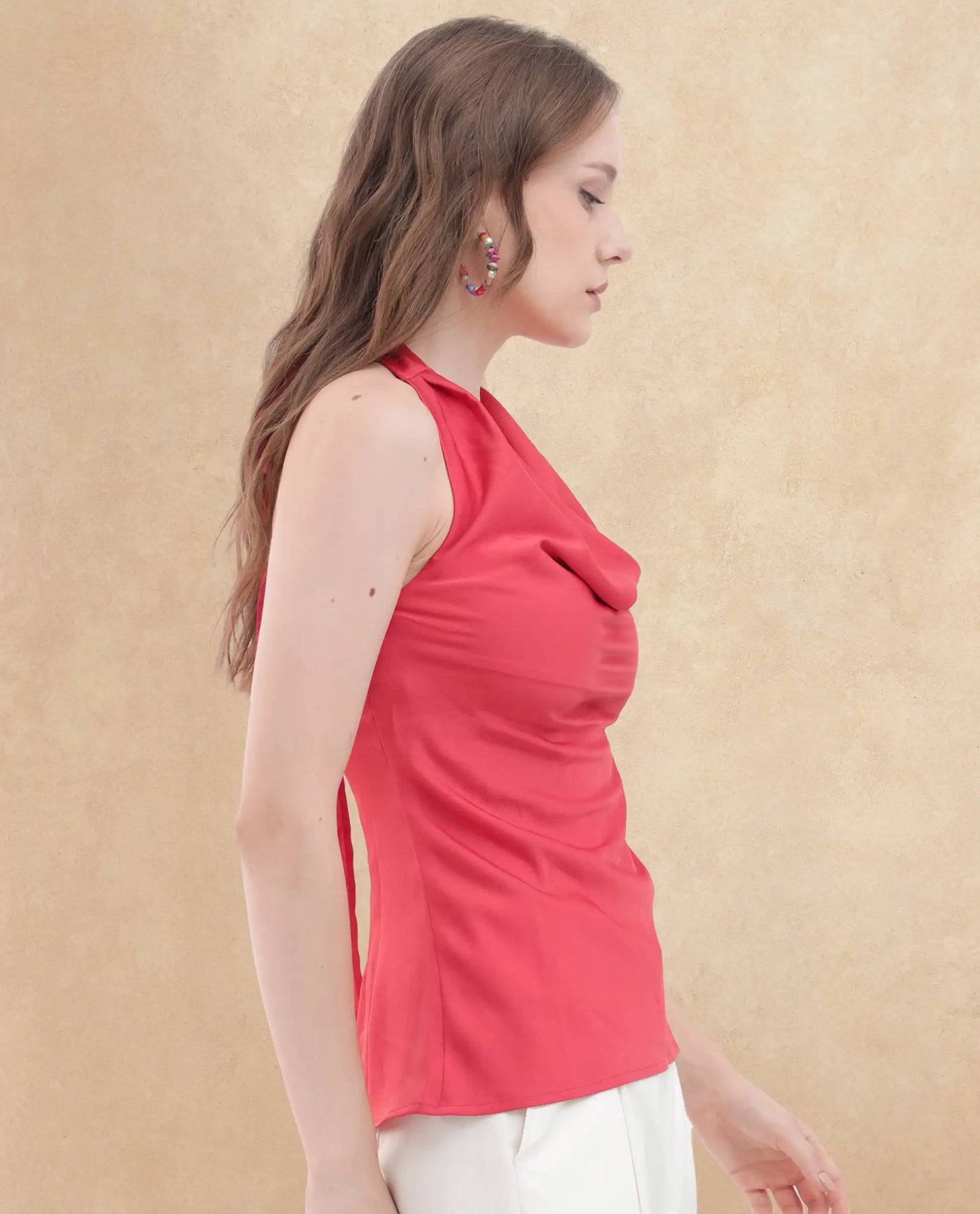 Rareism Womens Paxton Pastel Orange Top Sleeveless Solid