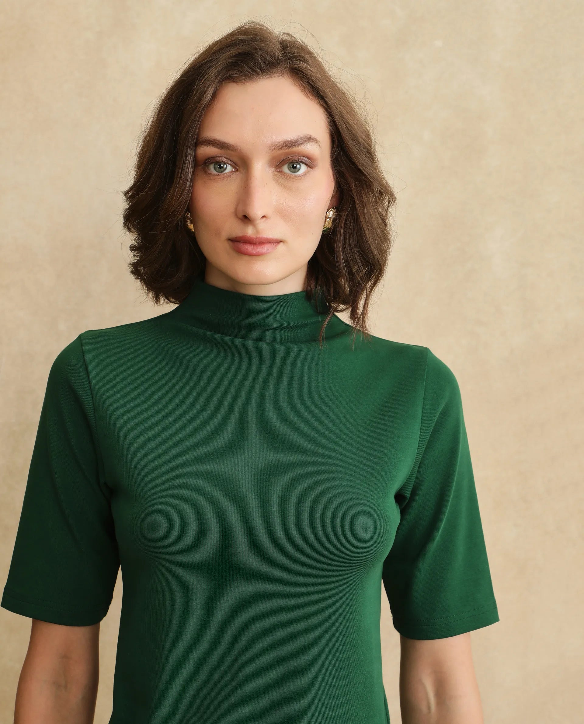 Rareism Women Rohdrio Dark Green Knitted Plain Top