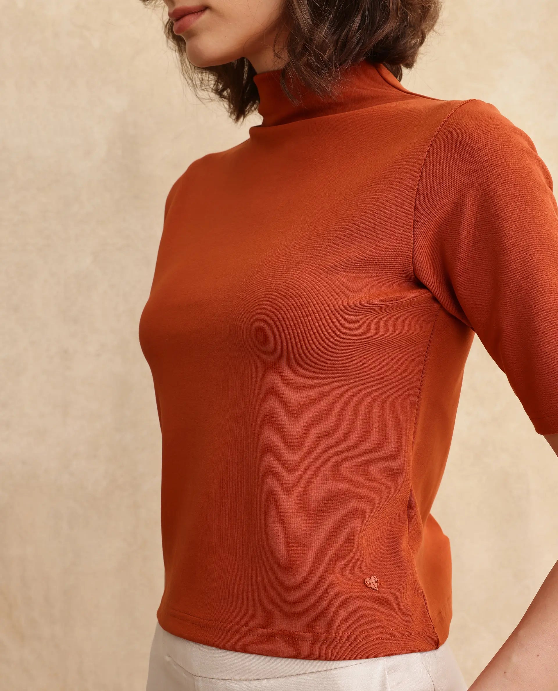 Rareism Women Rohdrio Rust Knitted Plain Top