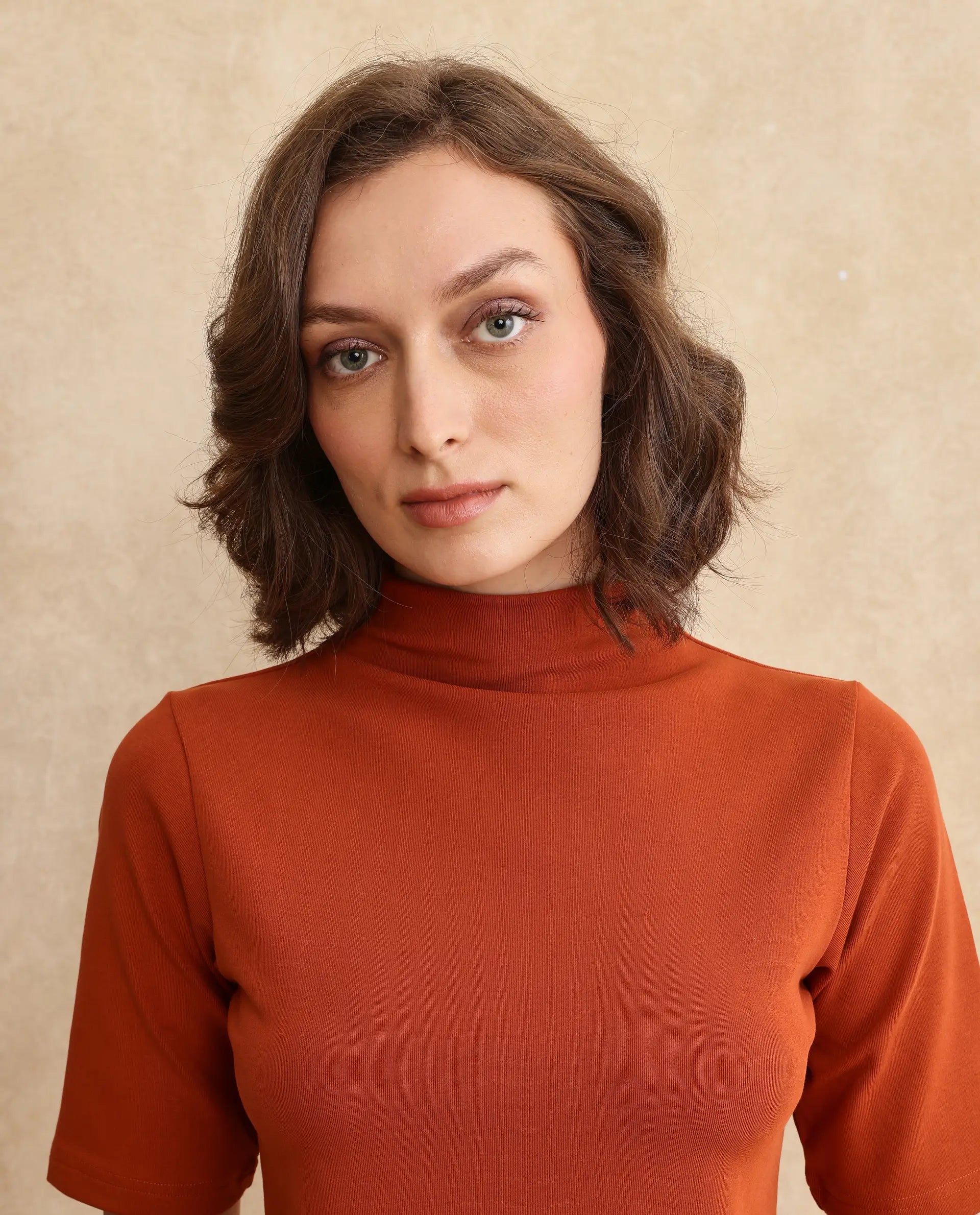 Rareism Women Rohdrio Rust Knitted Plain Top