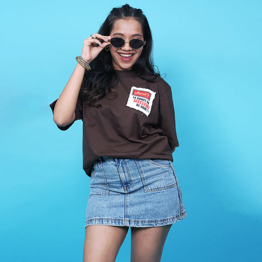 Andaz Apna Apna: Rosie’s Salon Oversized Brown T-Shirt