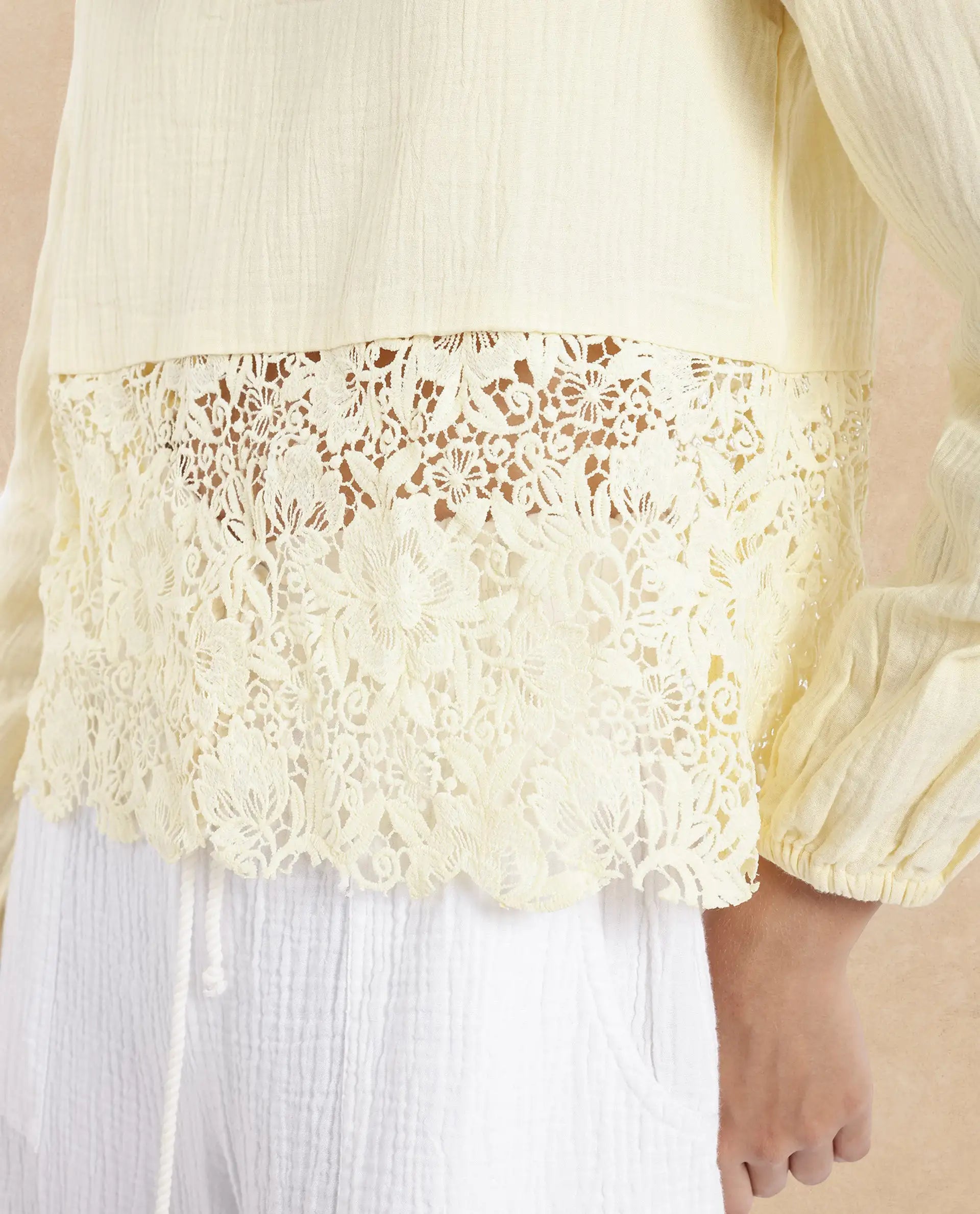 Rareism Women Sinloao Light Yellow Full Sleeve V-Neck Plain Top