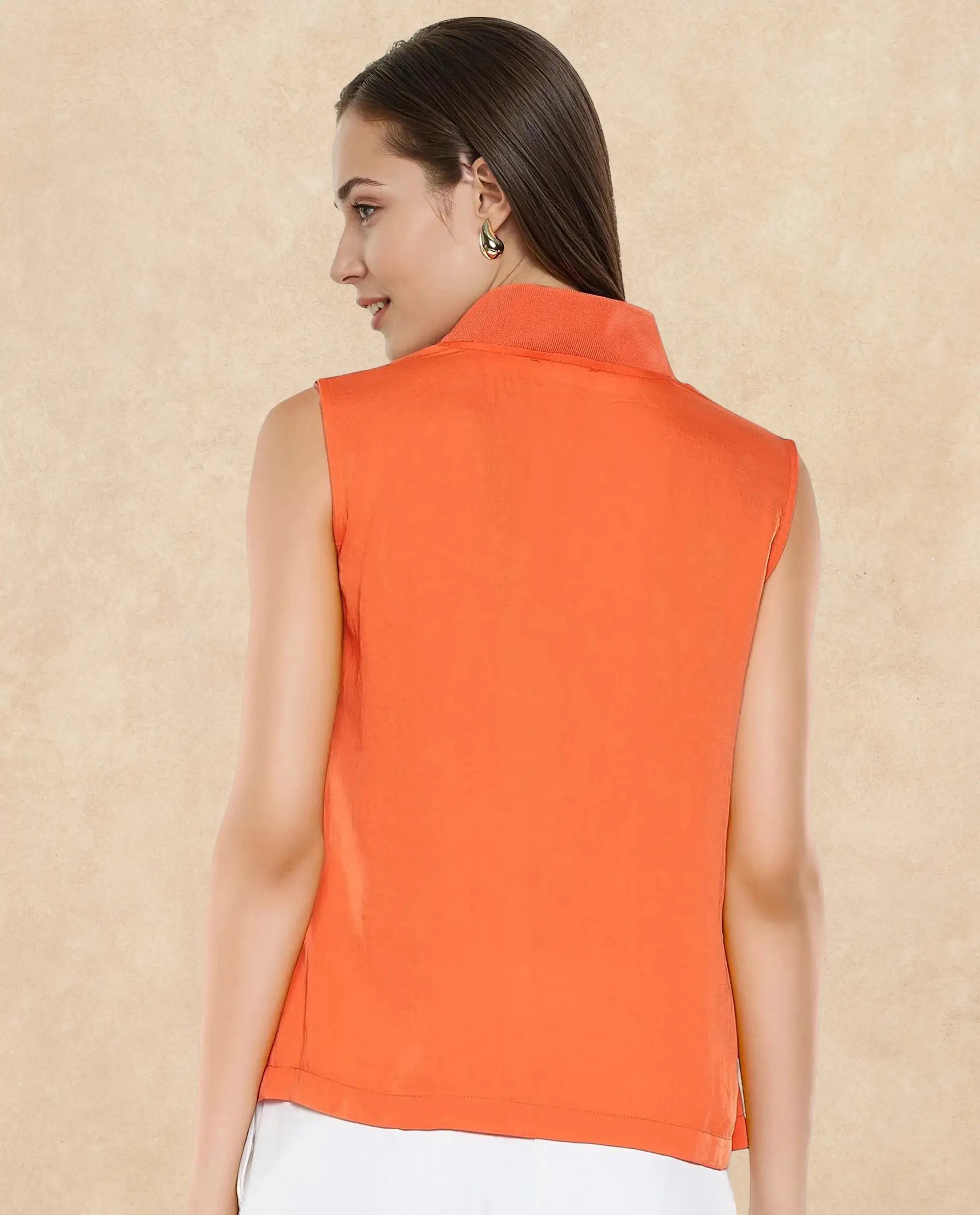 Rareism Women Siyar Orange Plain Top