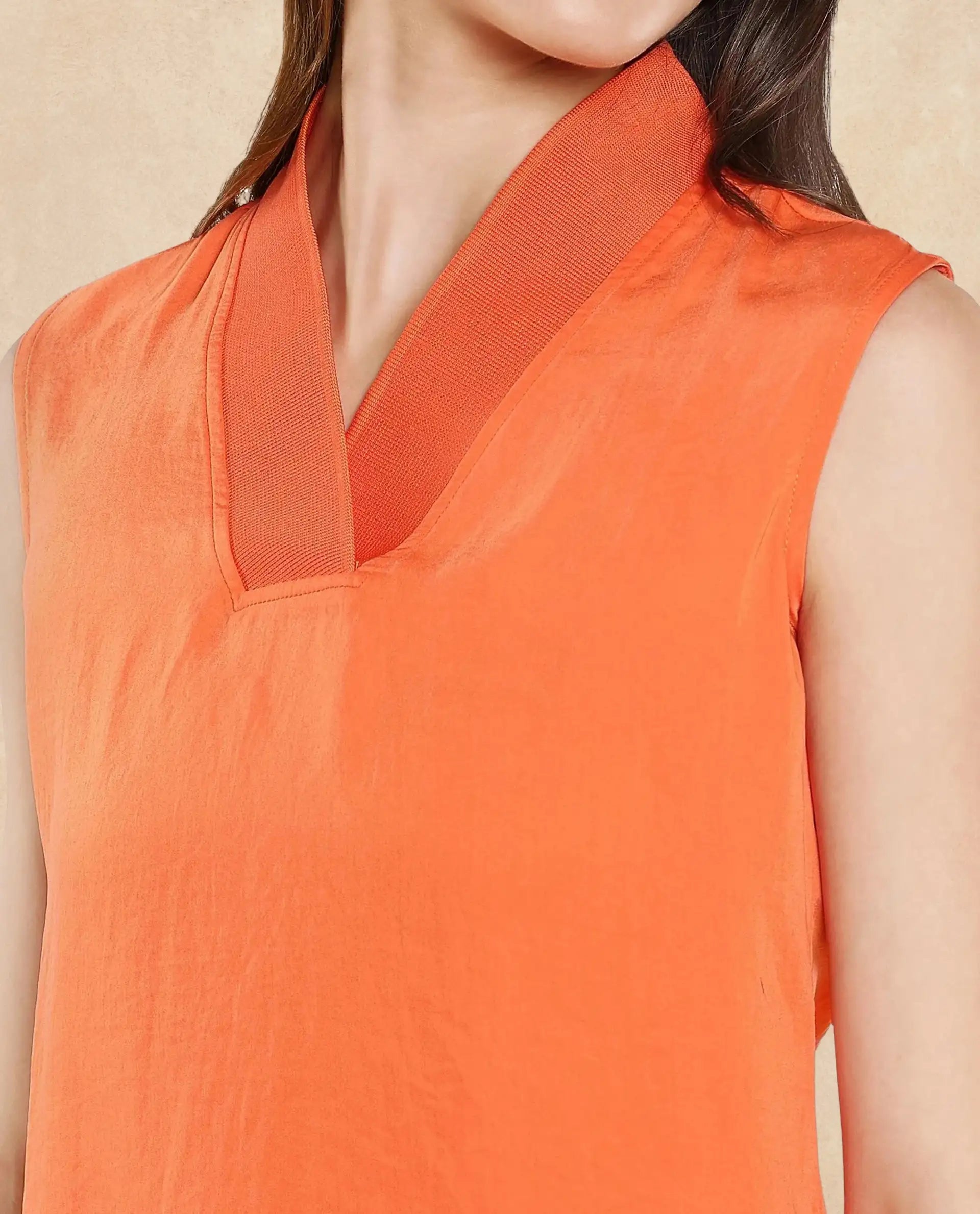 Rareism Women Siyar Orange Plain Top
