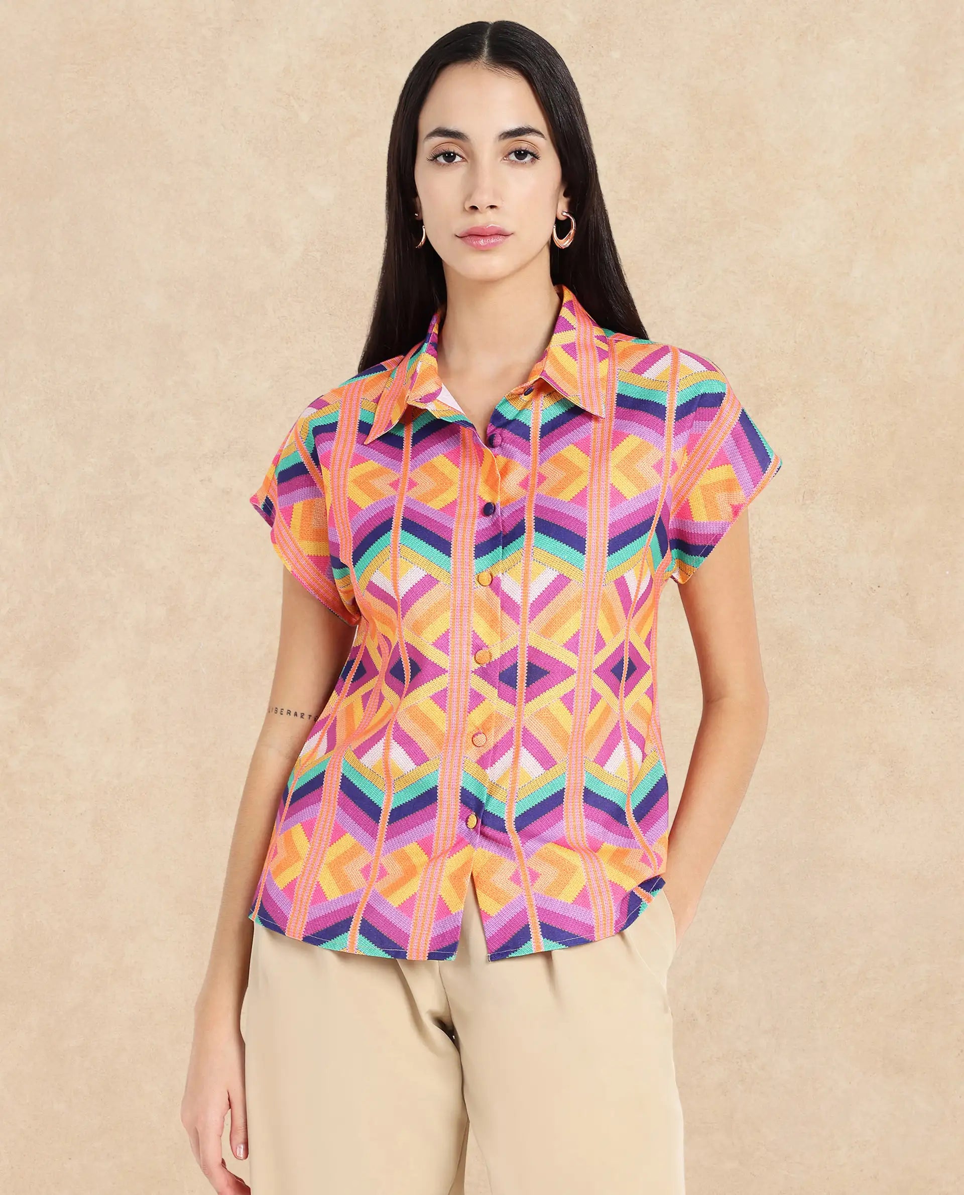 Rareism Women Tarasa Multi Printed Top