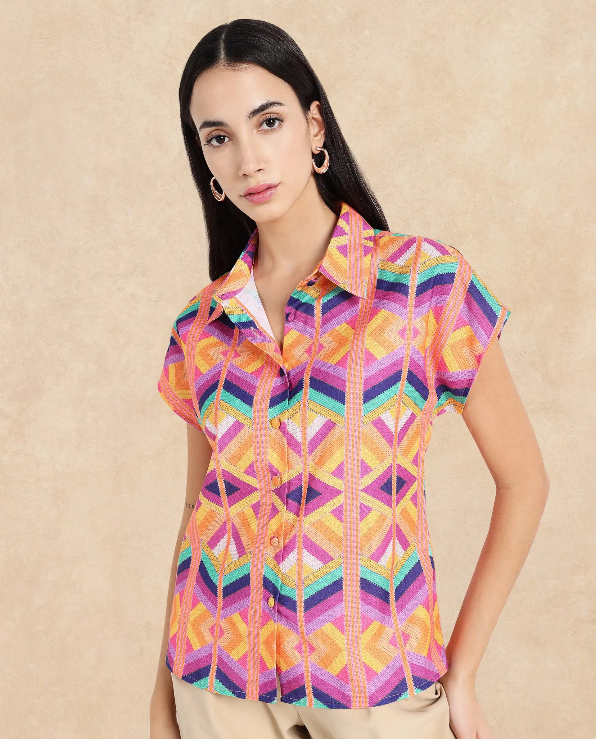 Rareism Women Tarasa Multi Printed Top