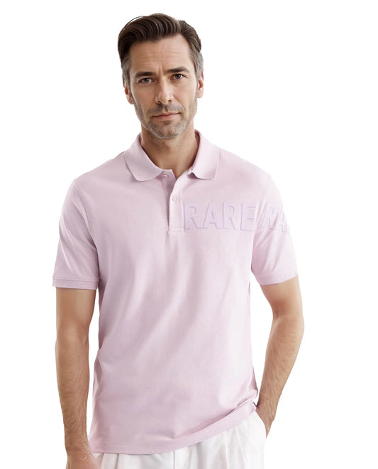 Rare Rabbit Men Taro Pink Cotton Blend Short Sleeve Regular Fit Regular Collared Plain Polo