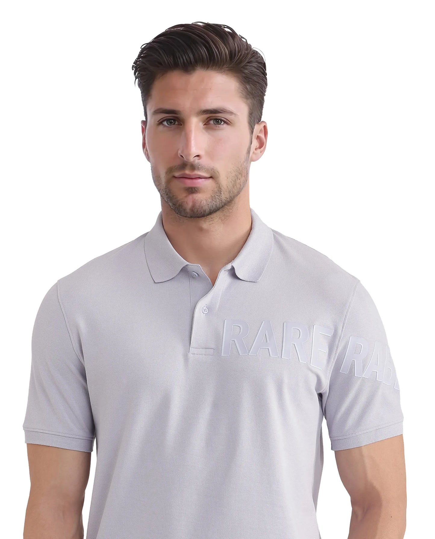 Rare Rabbit Men Taro Blue Cotton Blend Short Sleeve Regular Fit Regular Collared Plain Polo